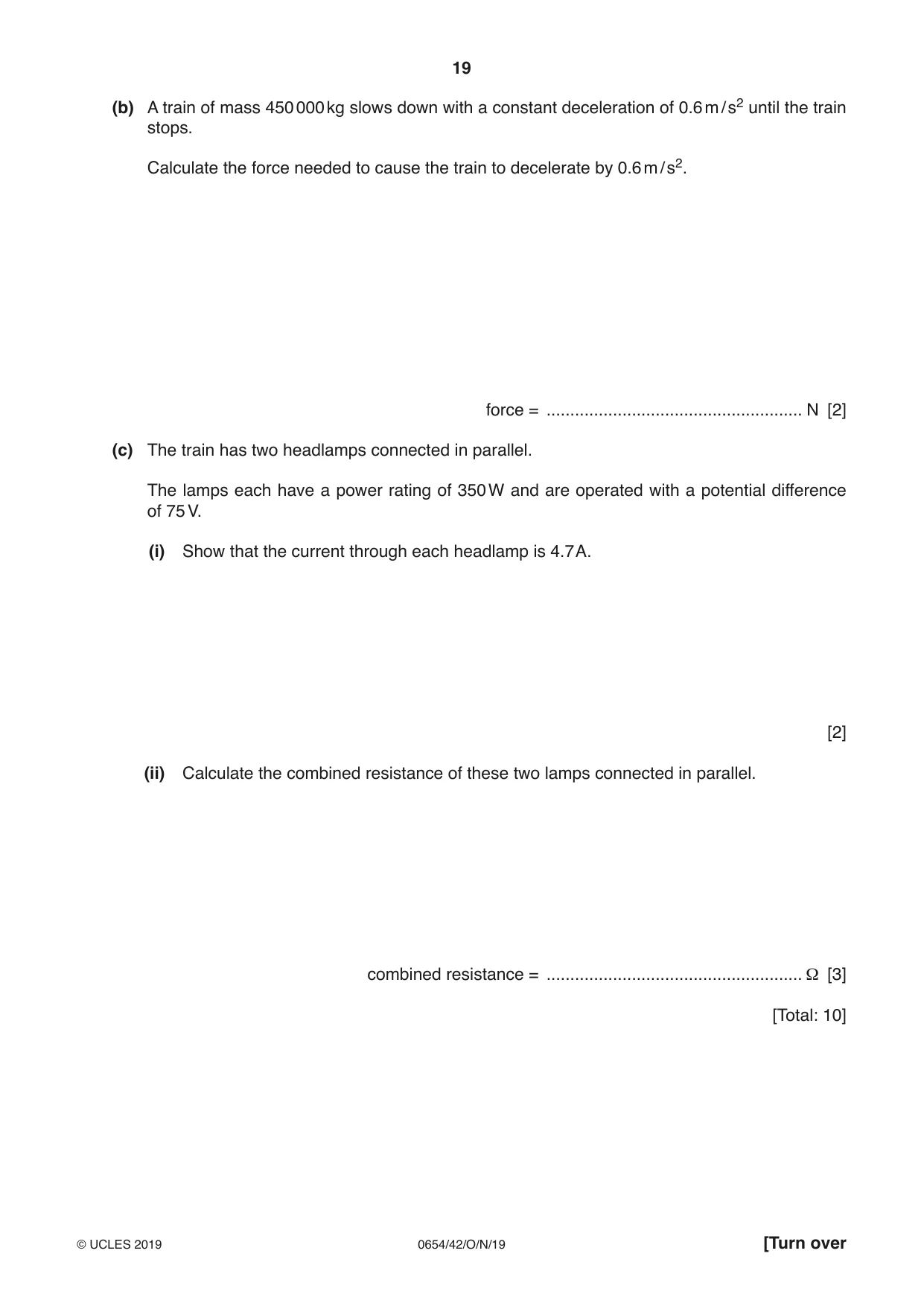Cambridge IGCSE Sciences - Co-ordinated (Double) 0654 2019 Oct/Nov Paper 4 · Variant 2 question paper, page 19 of 28