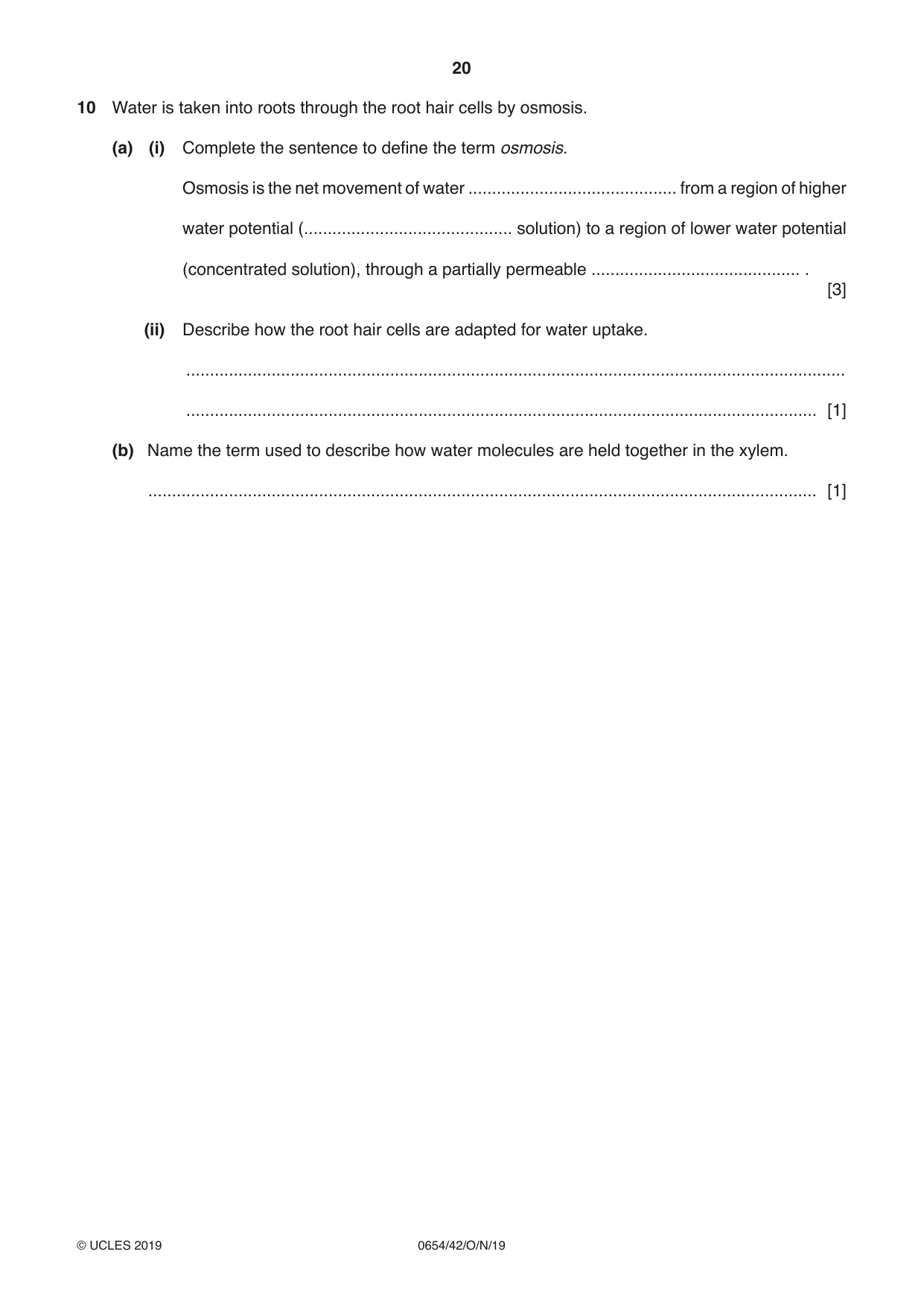Cambridge IGCSE Sciences - Co-ordinated (Double) 0654 2019 Oct/Nov Paper 4 · Variant 2 question paper, page 20 of 28