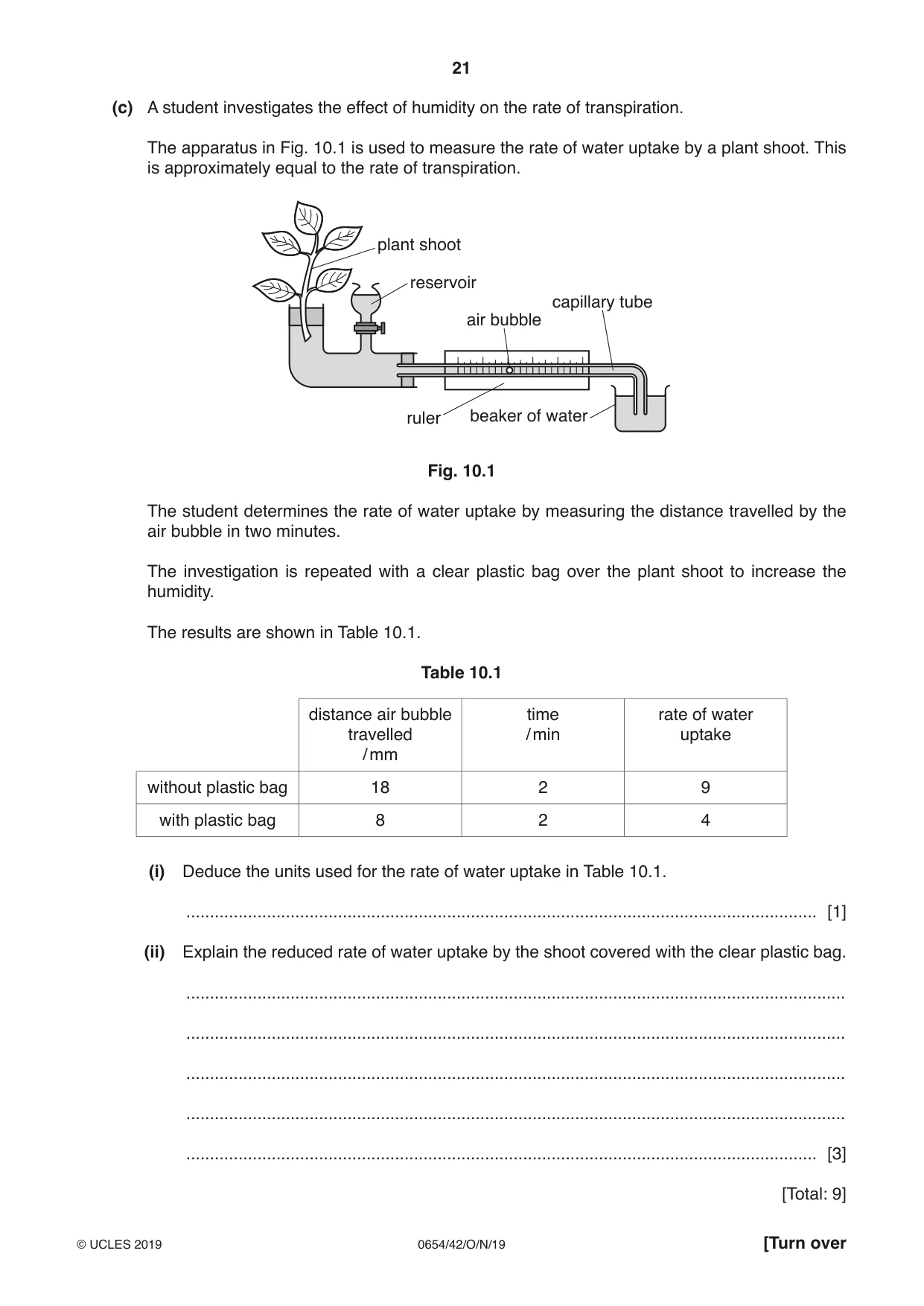 Cambridge IGCSE Sciences - Co-ordinated (Double) 0654 2019 Oct/Nov Paper 4 · Variant 2 question paper, page 21 of 28