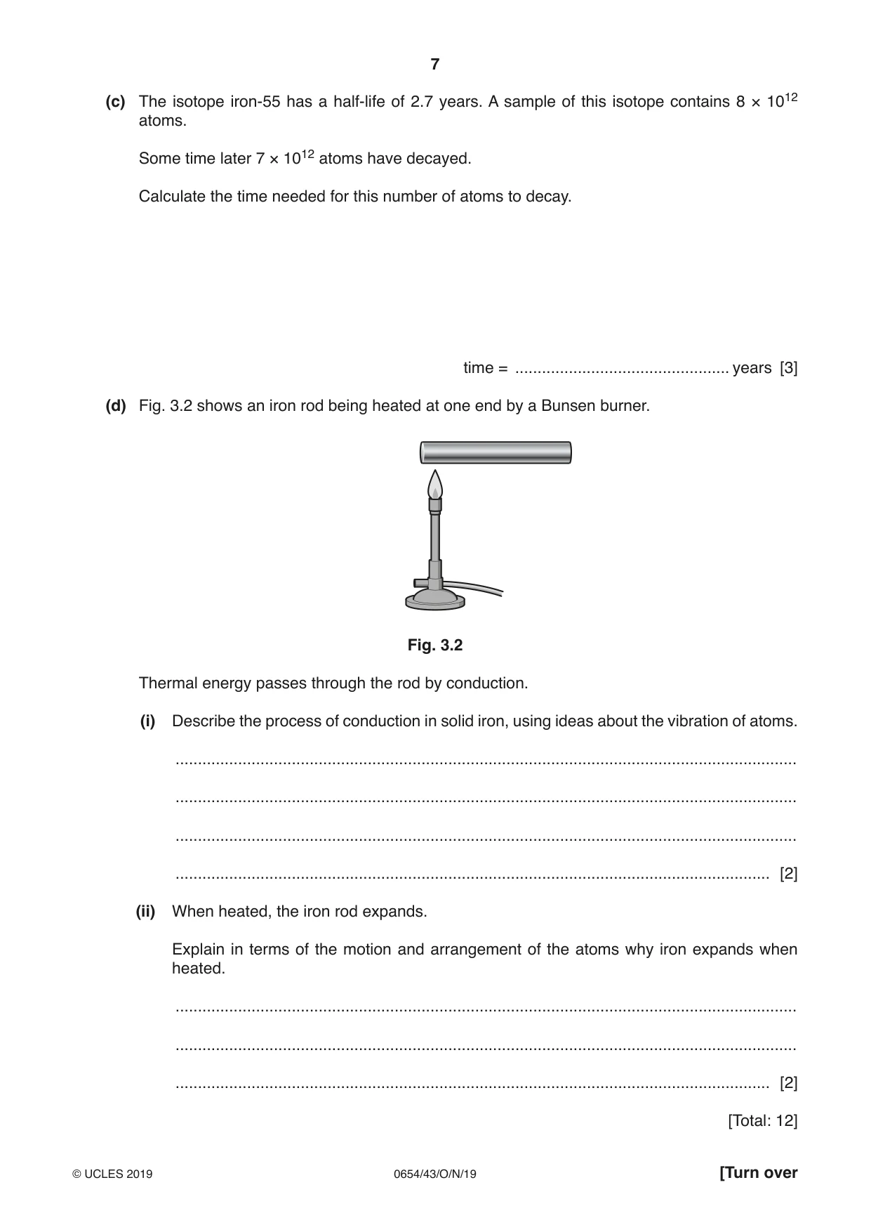 Cambridge IGCSE Sciences - Co-ordinated (Double) 0654 2019 Oct/Nov Paper 4 · Variant 3 question paper, page 7 of 32
