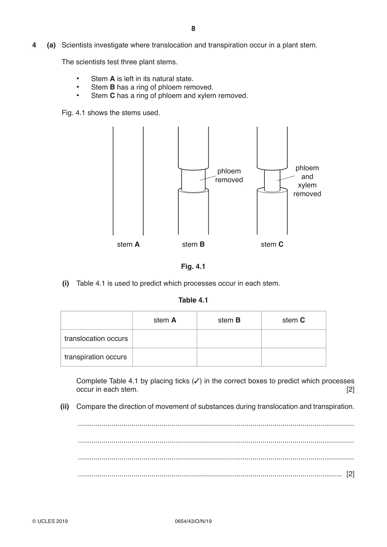 Cambridge IGCSE Sciences - Co-ordinated (Double) 0654 2019 Oct/Nov Paper 4 · Variant 3 question paper, page 8 of 32