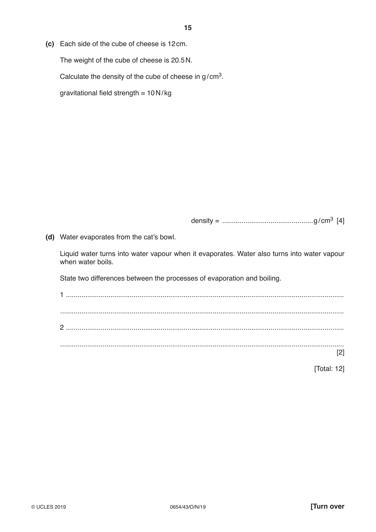 Cambridge IGCSE Sciences - Co-ordinated (Double) 0654 2019 Oct/Nov Paper 4 · Variant 3 question paper, page 15 of 32