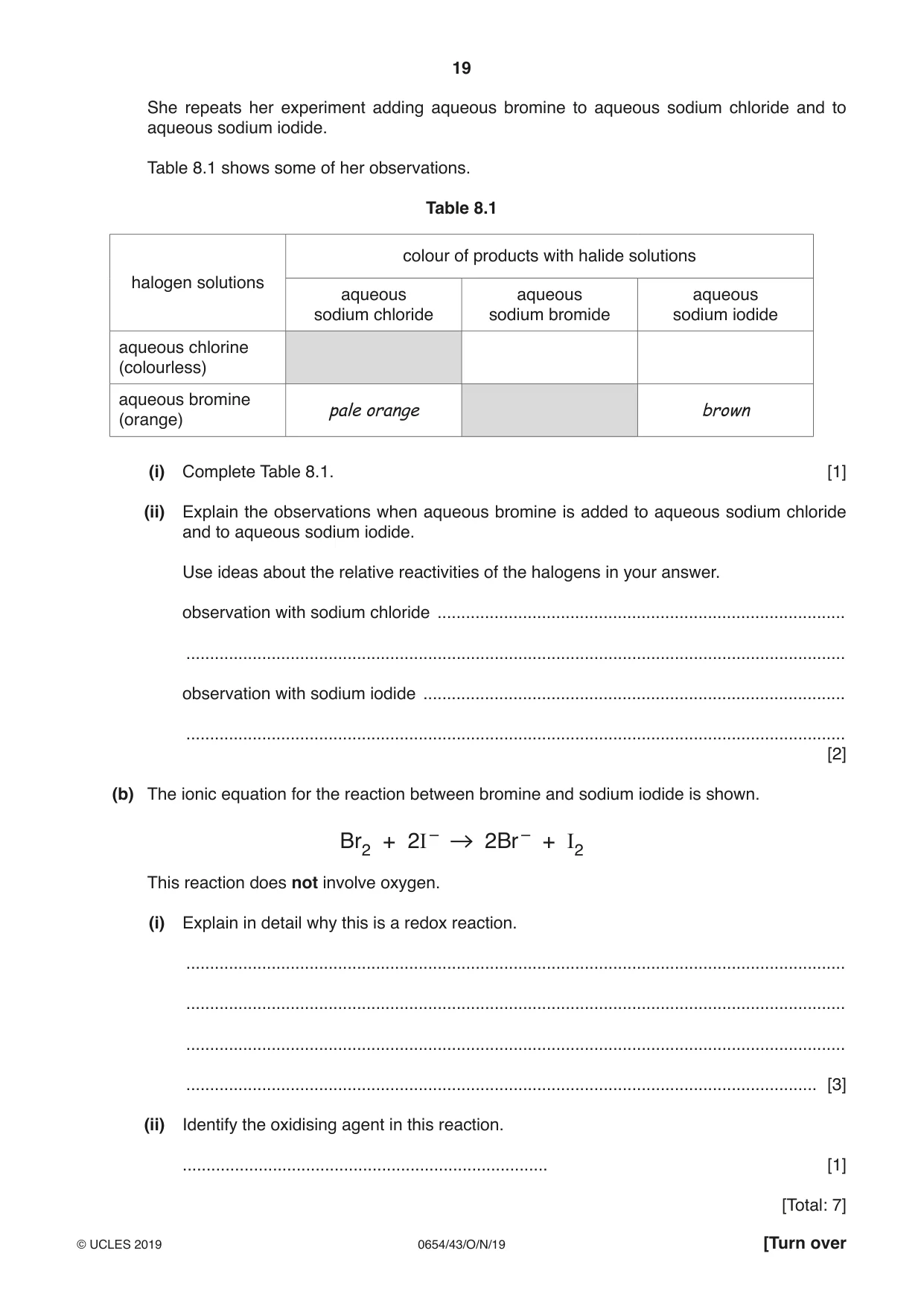 Cambridge IGCSE Sciences - Co-ordinated (Double) 0654 2019 Oct/Nov Paper 4 · Variant 3 question paper, page 19 of 32