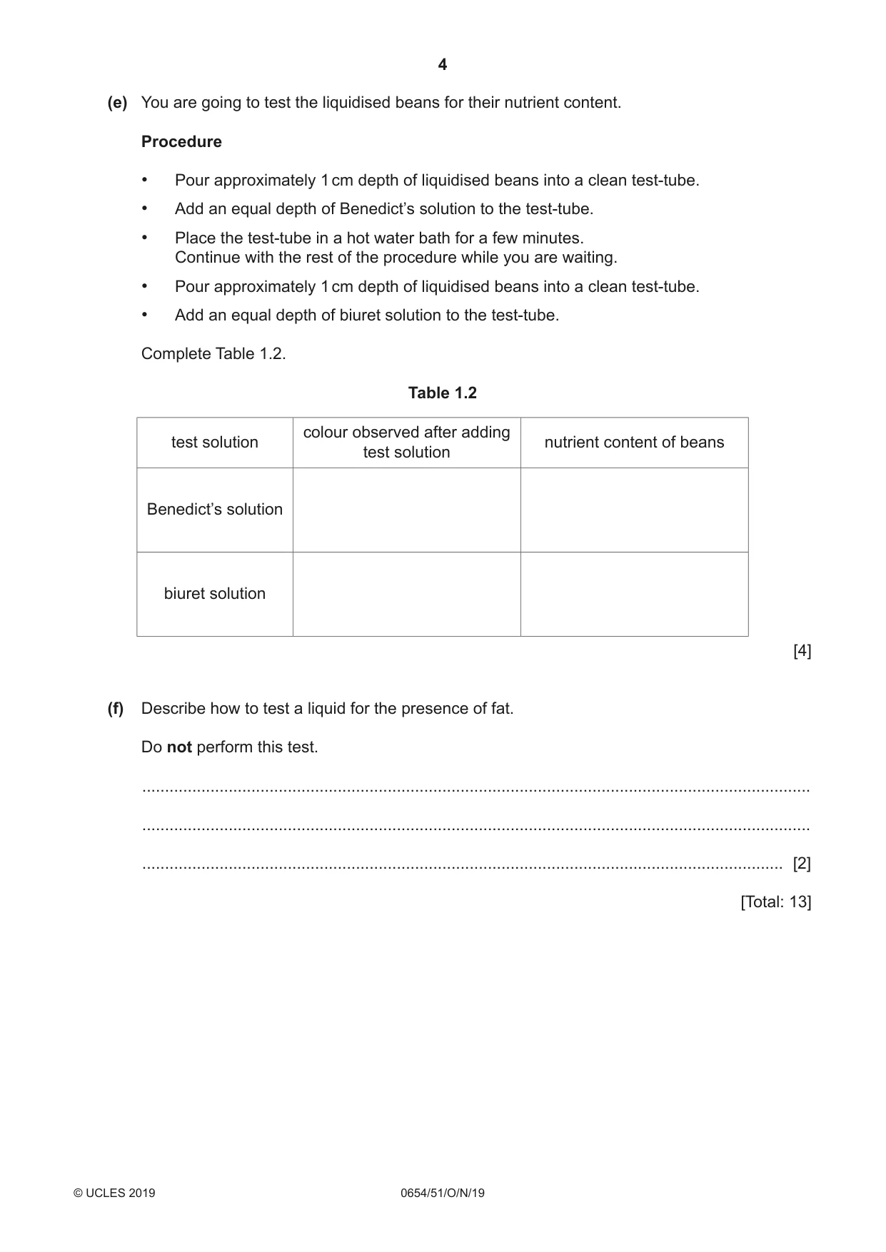 Cambridge IGCSE Sciences - Co-ordinated (Double) 0654 2019 Oct/Nov Paper 5 · Variant 1 question paper, page 4 of 16