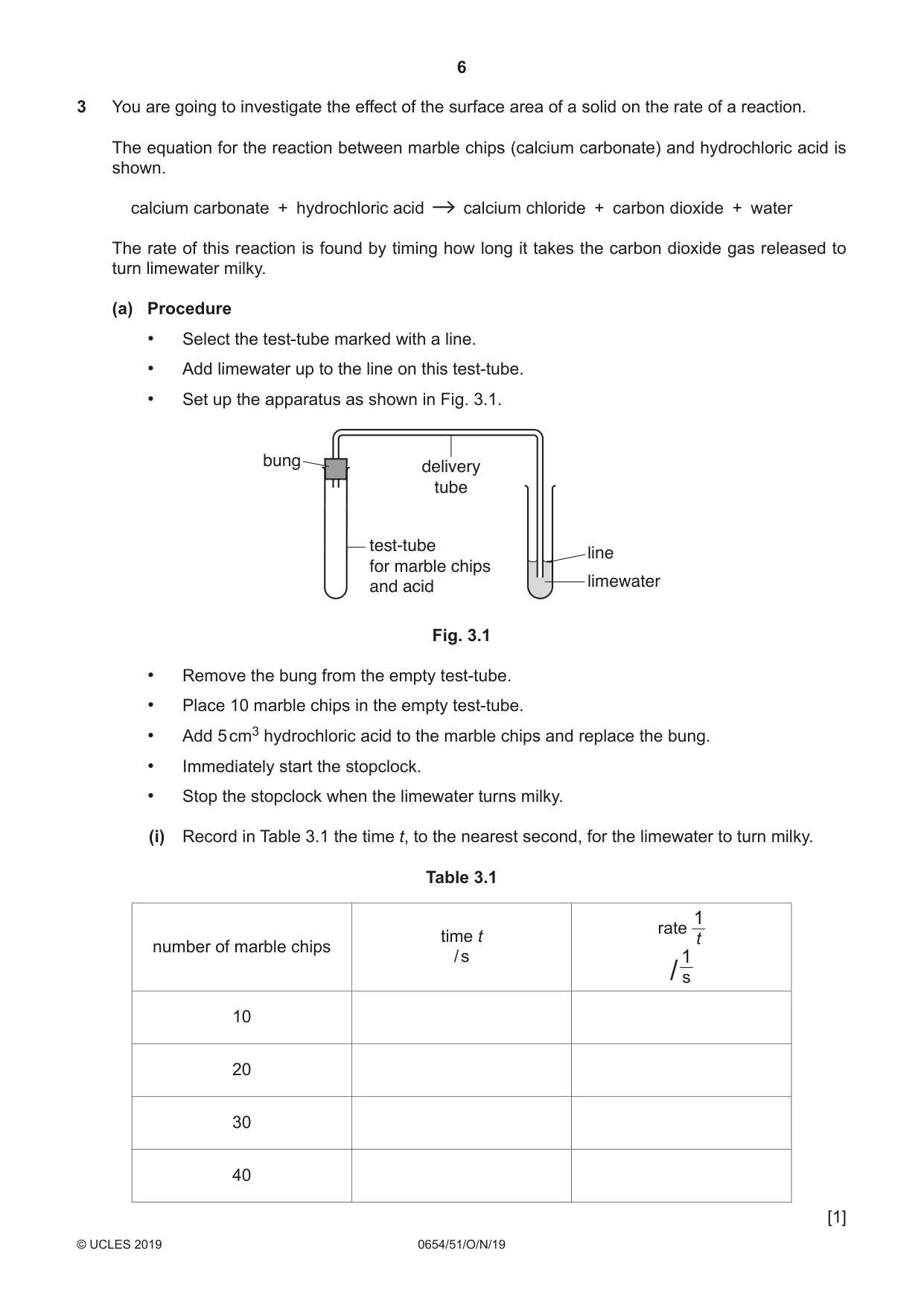 Cambridge IGCSE Sciences - Co-ordinated (Double) 0654 2019 Oct/Nov Paper 5 · Variant 1 question paper, page 6 of 16