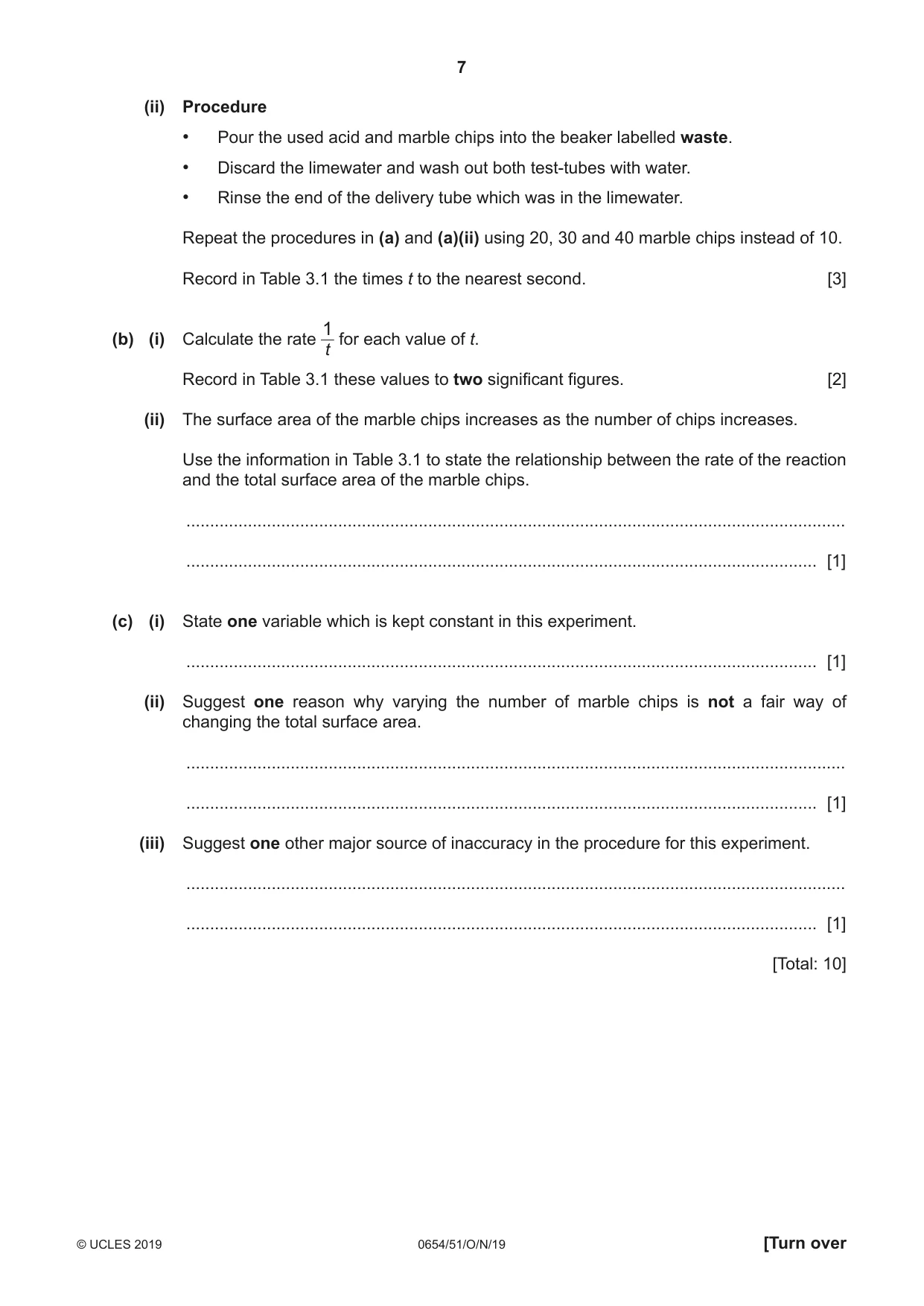 Cambridge IGCSE Sciences - Co-ordinated (Double) 0654 2019 Oct/Nov Paper 5 · Variant 1 question paper, page 7 of 16