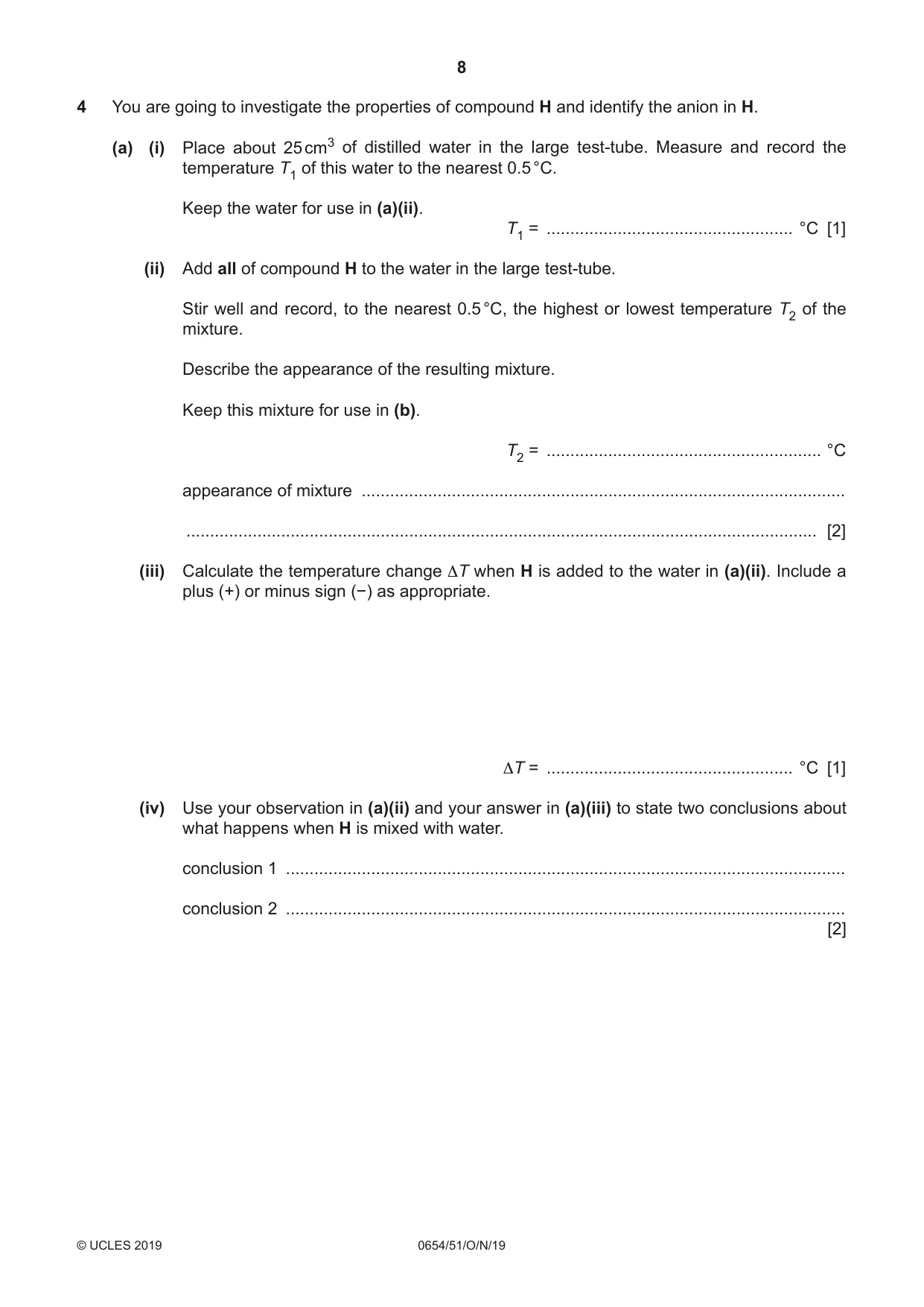 Cambridge IGCSE Sciences - Co-ordinated (Double) 0654 2019 Oct/Nov Paper 5 · Variant 1 question paper, page 8 of 16