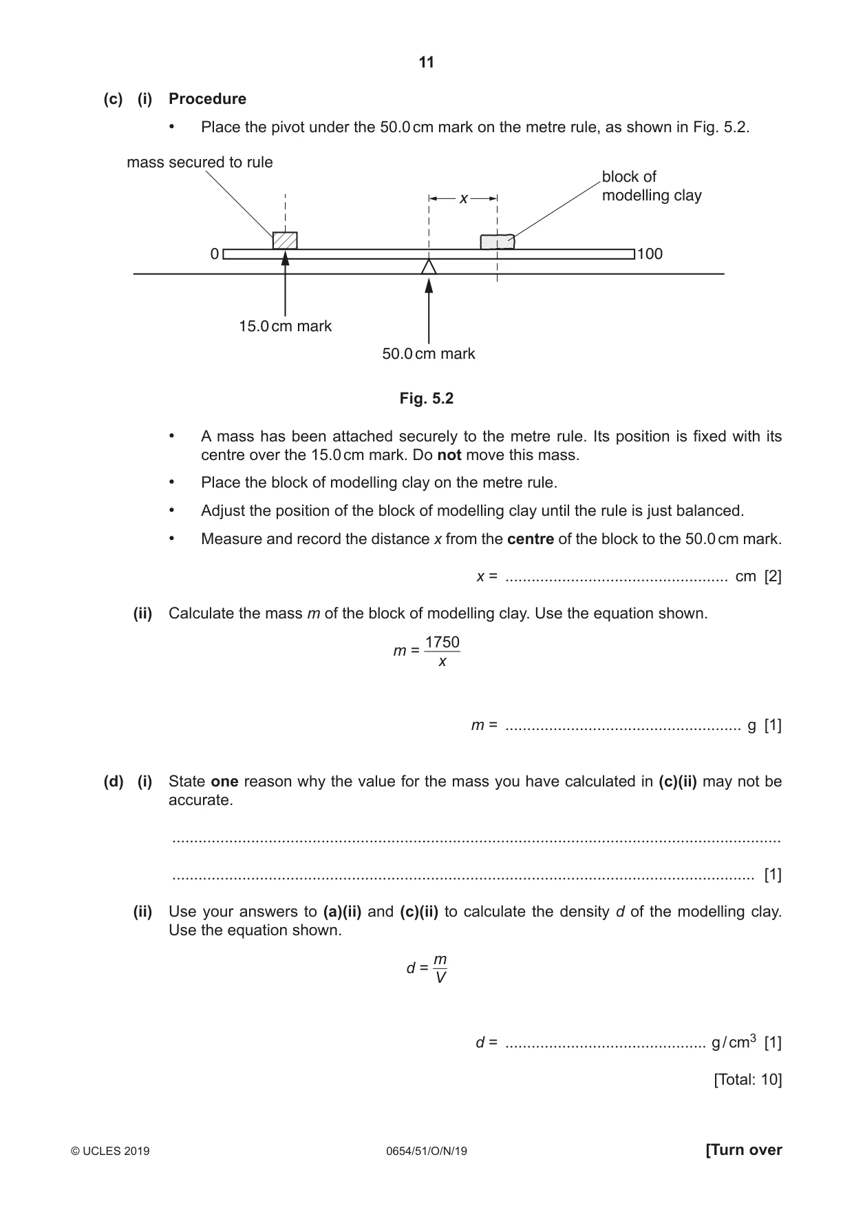 Cambridge IGCSE Sciences - Co-ordinated (Double) 0654 2019 Oct/Nov Paper 5 · Variant 1 question paper, page 11 of 16