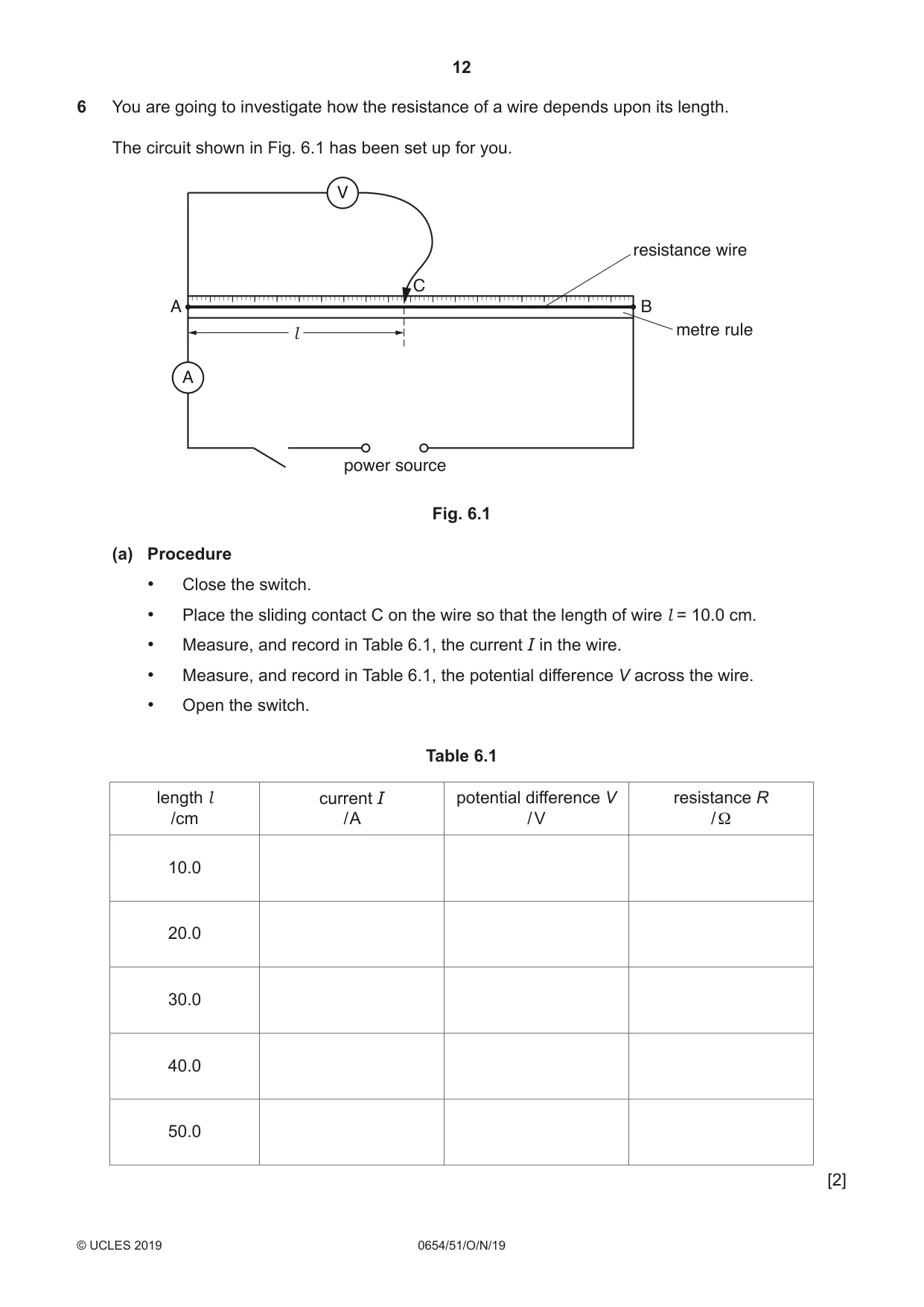 Cambridge IGCSE Sciences - Co-ordinated (Double) 0654 2019 Oct/Nov Paper 5 · Variant 1 question paper, page 12 of 16