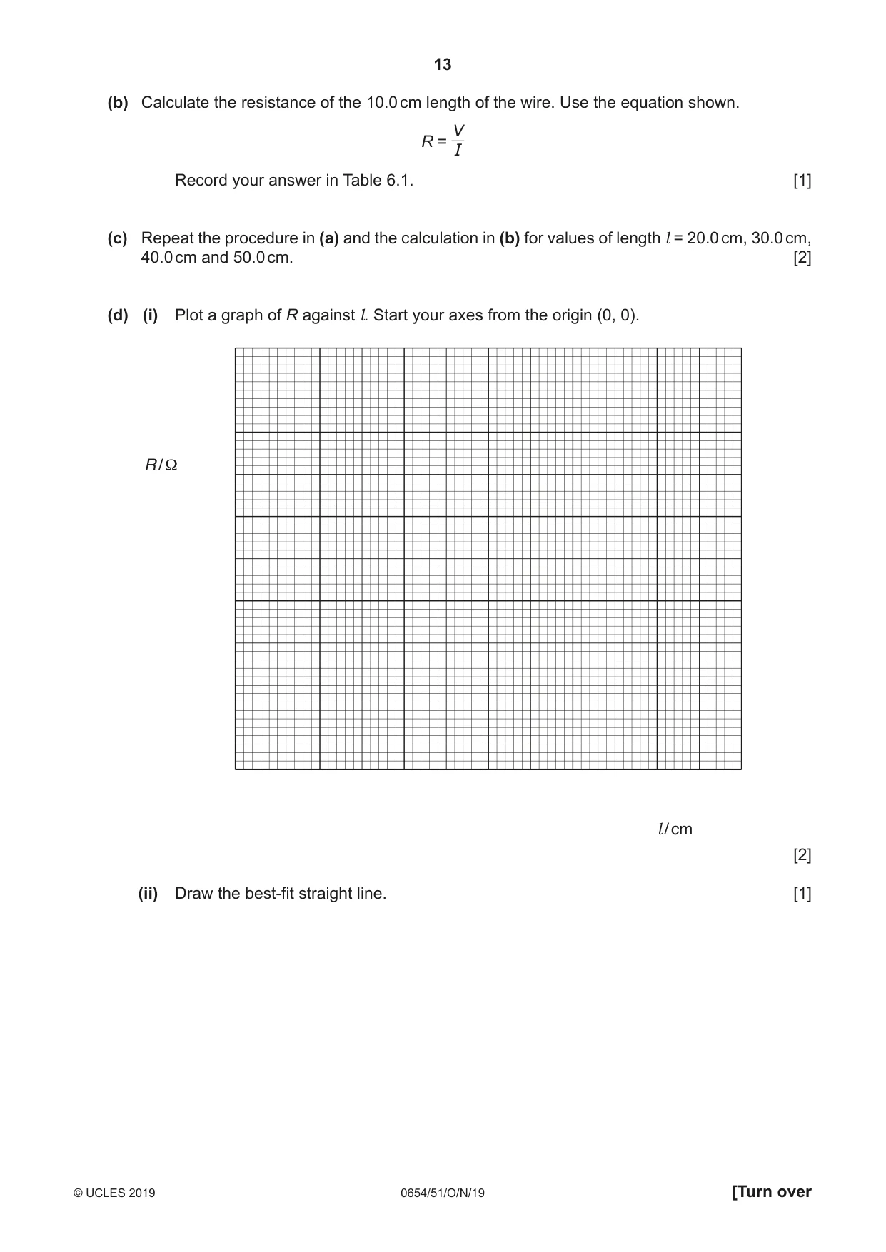 Cambridge IGCSE Sciences - Co-ordinated (Double) 0654 2019 Oct/Nov Paper 5 · Variant 1 question paper, page 13 of 16