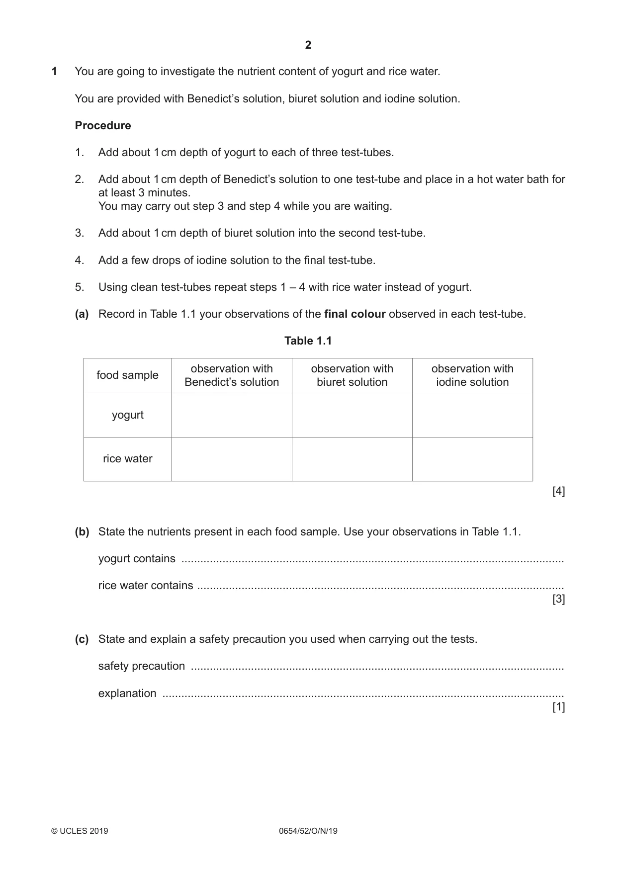 Cambridge IGCSE Sciences - Co-ordinated (Double) 0654 2019 Oct/Nov Paper 5 · Variant 2 question paper, page 2 of 16