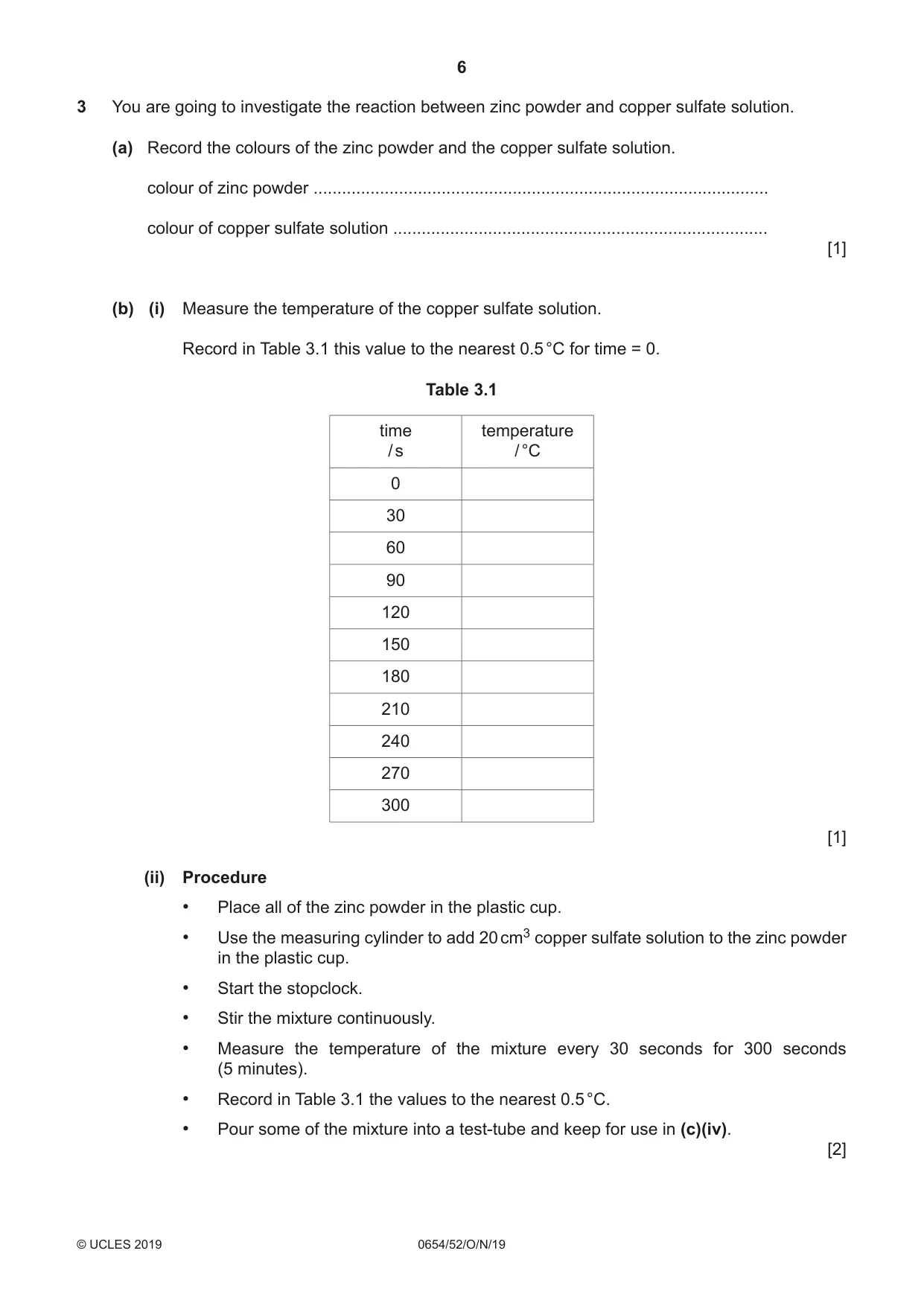 Cambridge IGCSE Sciences - Co-ordinated (Double) 0654 2019 Oct/Nov Paper 5 · Variant 2 question paper, page 6 of 16