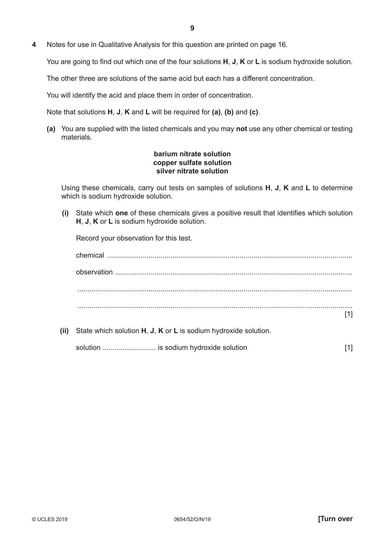 Cambridge IGCSE Sciences - Co-ordinated (Double) 0654 2019 Oct/Nov Paper 5 · Variant 2 question paper, page 9 of 16