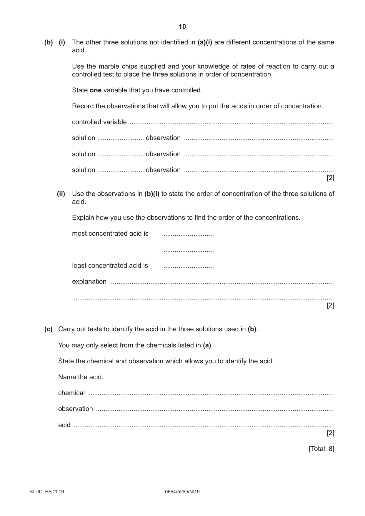 Cambridge IGCSE Sciences - Co-ordinated (Double) 0654 2019 Oct/Nov Paper 5 · Variant 2 question paper, page 10 of 16