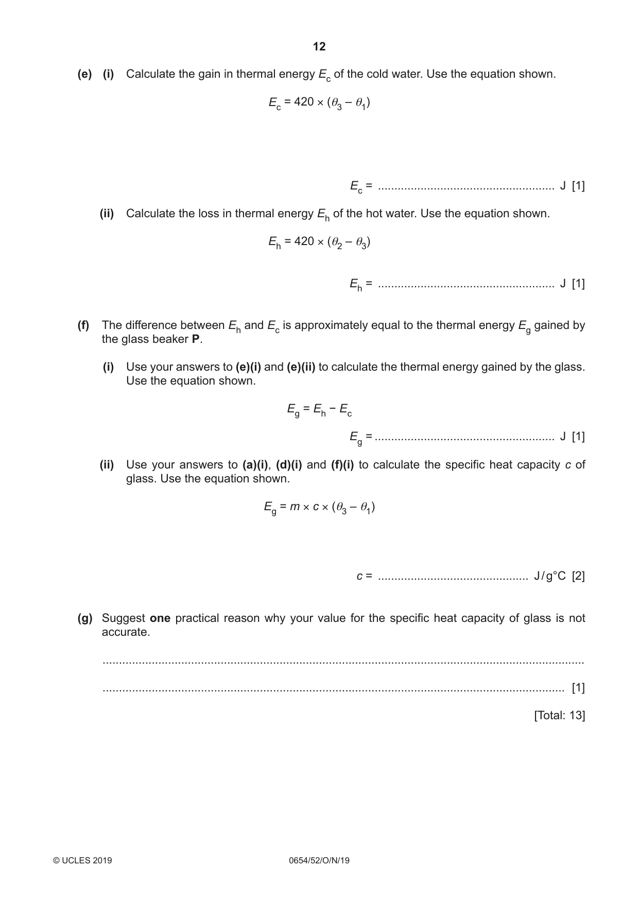 Cambridge IGCSE Sciences - Co-ordinated (Double) 0654 2019 Oct/Nov Paper 5 · Variant 2 question paper, page 12 of 16