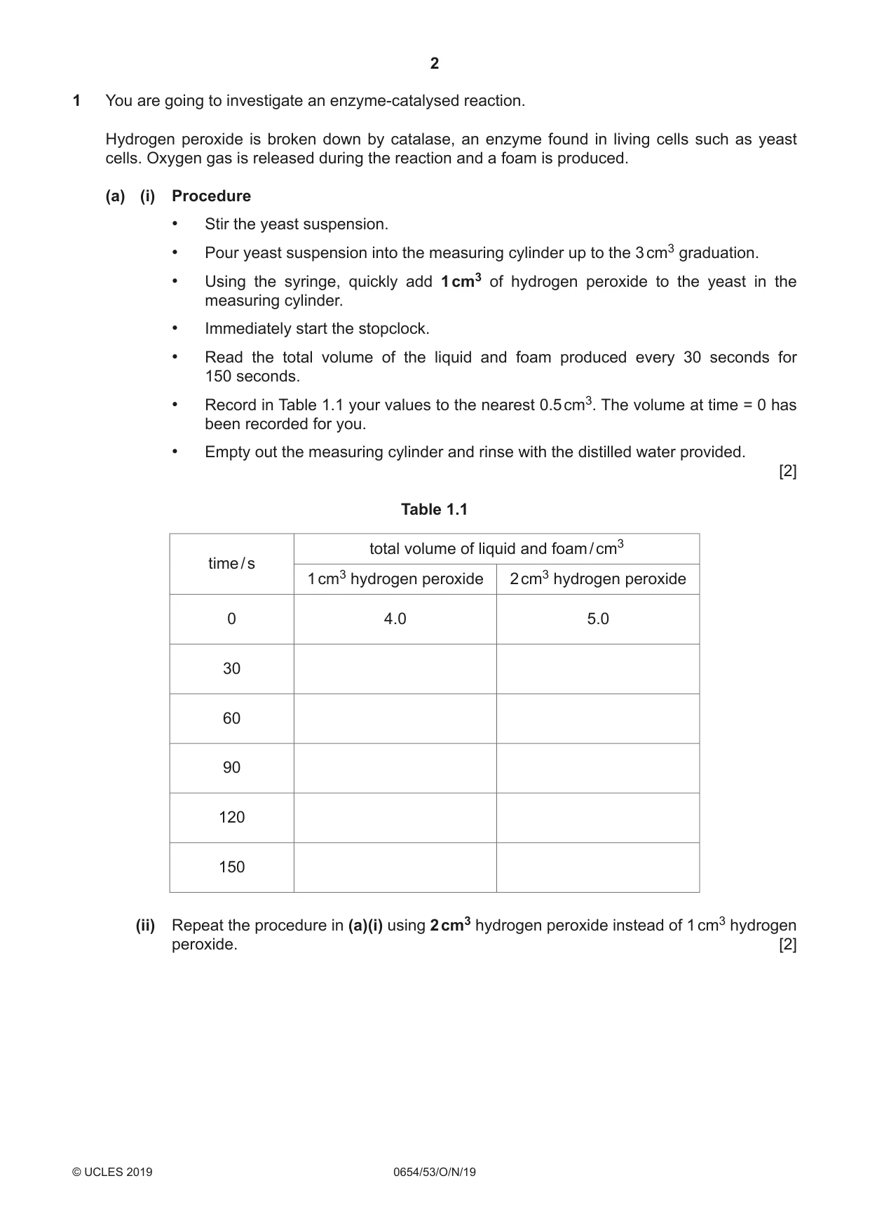 Cambridge IGCSE Sciences - Co-ordinated (Double) 0654 2019 Oct/Nov Paper 5 · Variant 3 question paper, page 2 of 16