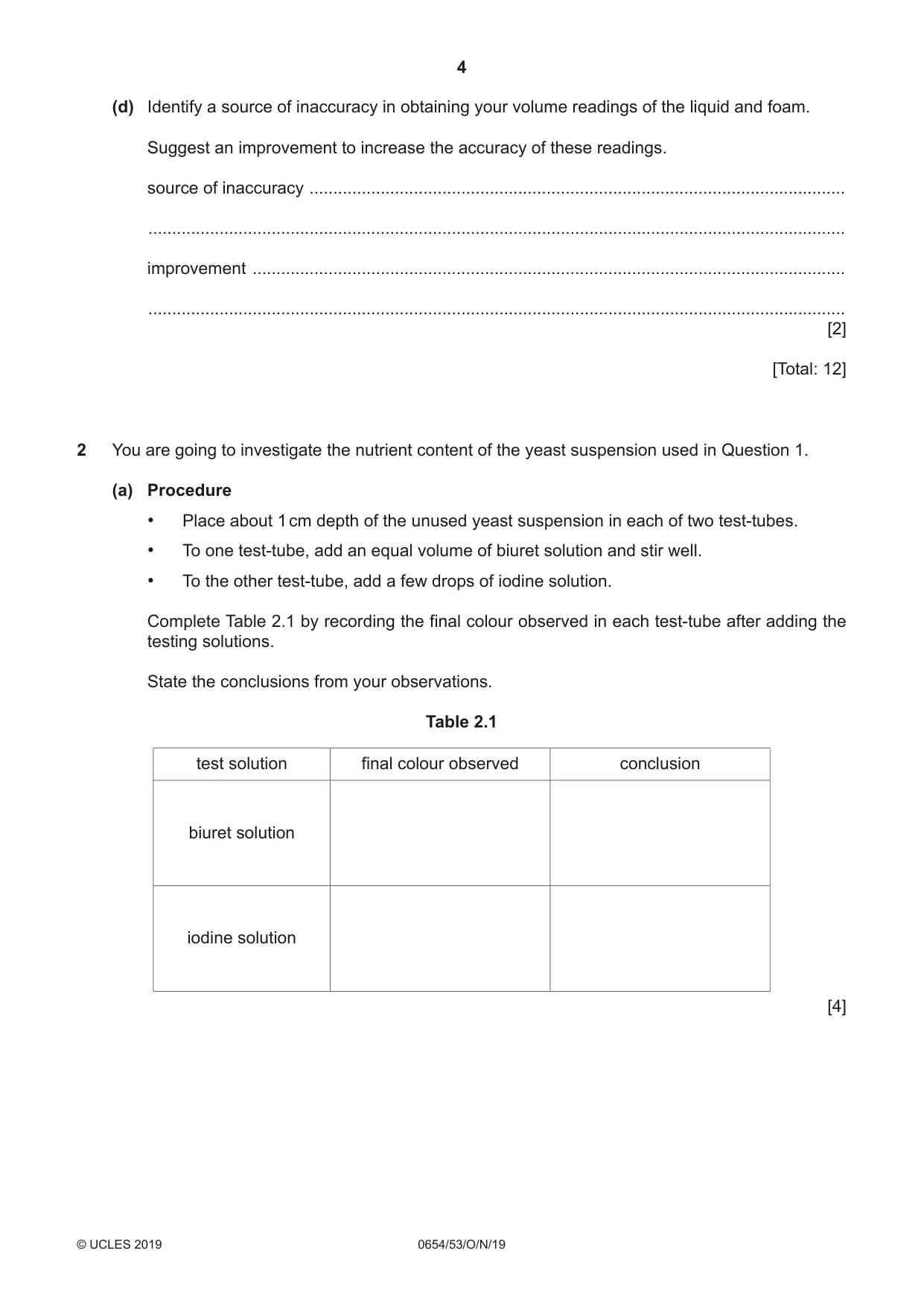 Cambridge IGCSE Sciences - Co-ordinated (Double) 0654 2019 Oct/Nov Paper 5 · Variant 3 question paper, page 4 of 16