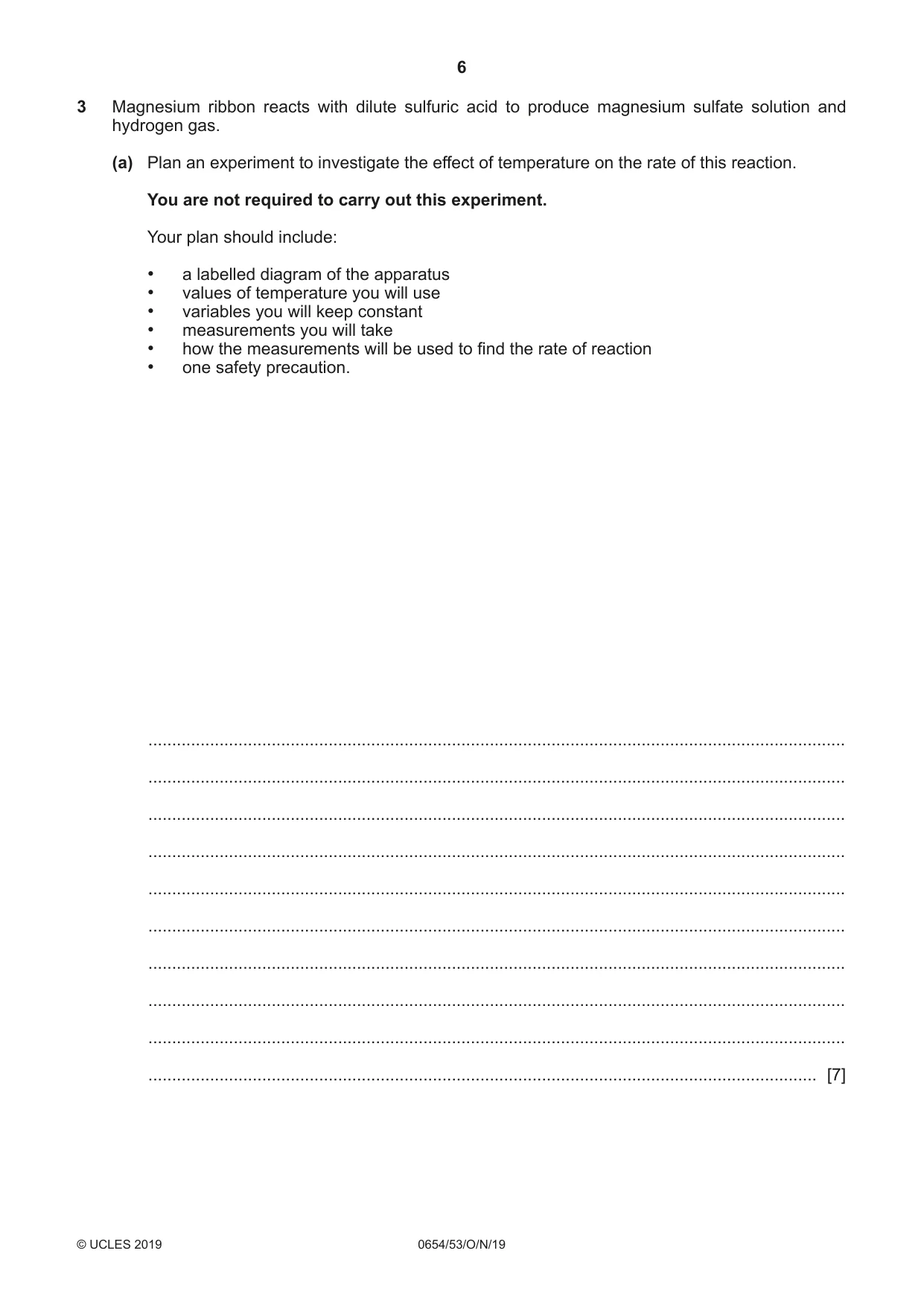 Cambridge IGCSE Sciences - Co-ordinated (Double) 0654 2019 Oct/Nov Paper 5 · Variant 3 question paper, page 6 of 16
