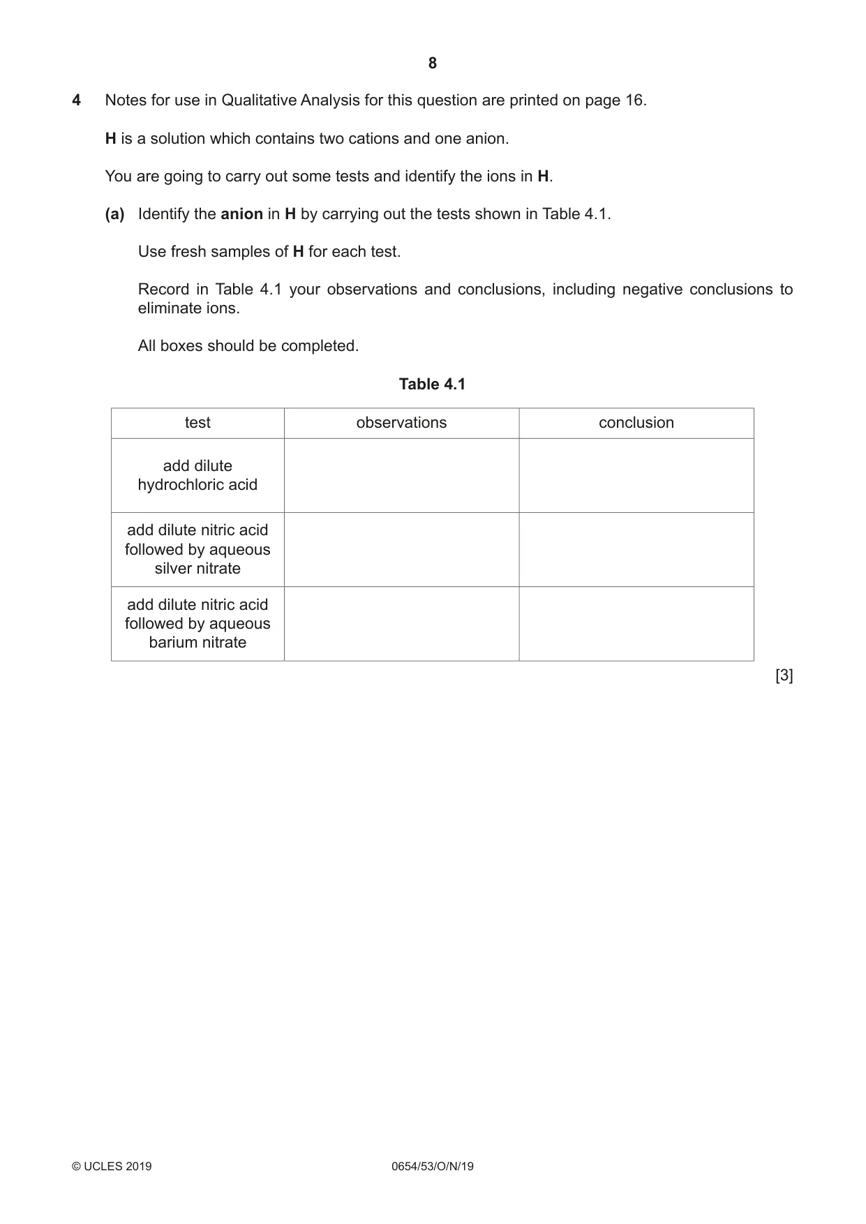Cambridge IGCSE Sciences - Co-ordinated (Double) 0654 2019 Oct/Nov Paper 5 · Variant 3 question paper, page 8 of 16