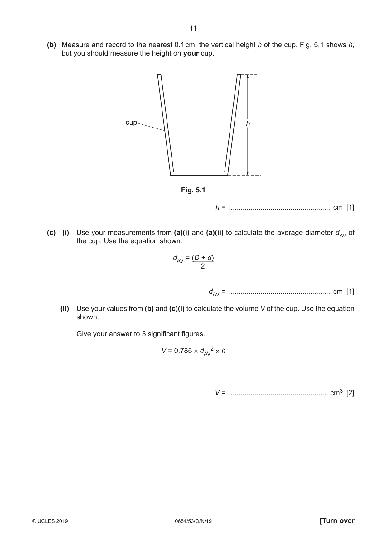 Cambridge IGCSE Sciences - Co-ordinated (Double) 0654 2019 Oct/Nov Paper 5 · Variant 3 question paper, page 11 of 16