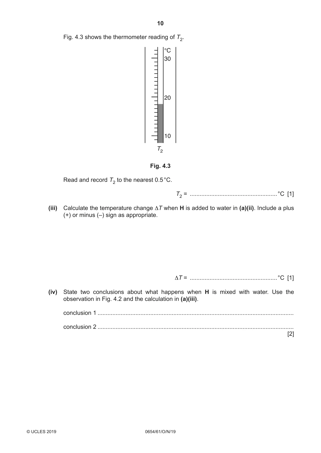 Cambridge IGCSE Sciences - Co-ordinated (Double) 0654 2019 Oct/Nov Paper 6 · Variant 1 question paper, page 10 of 20