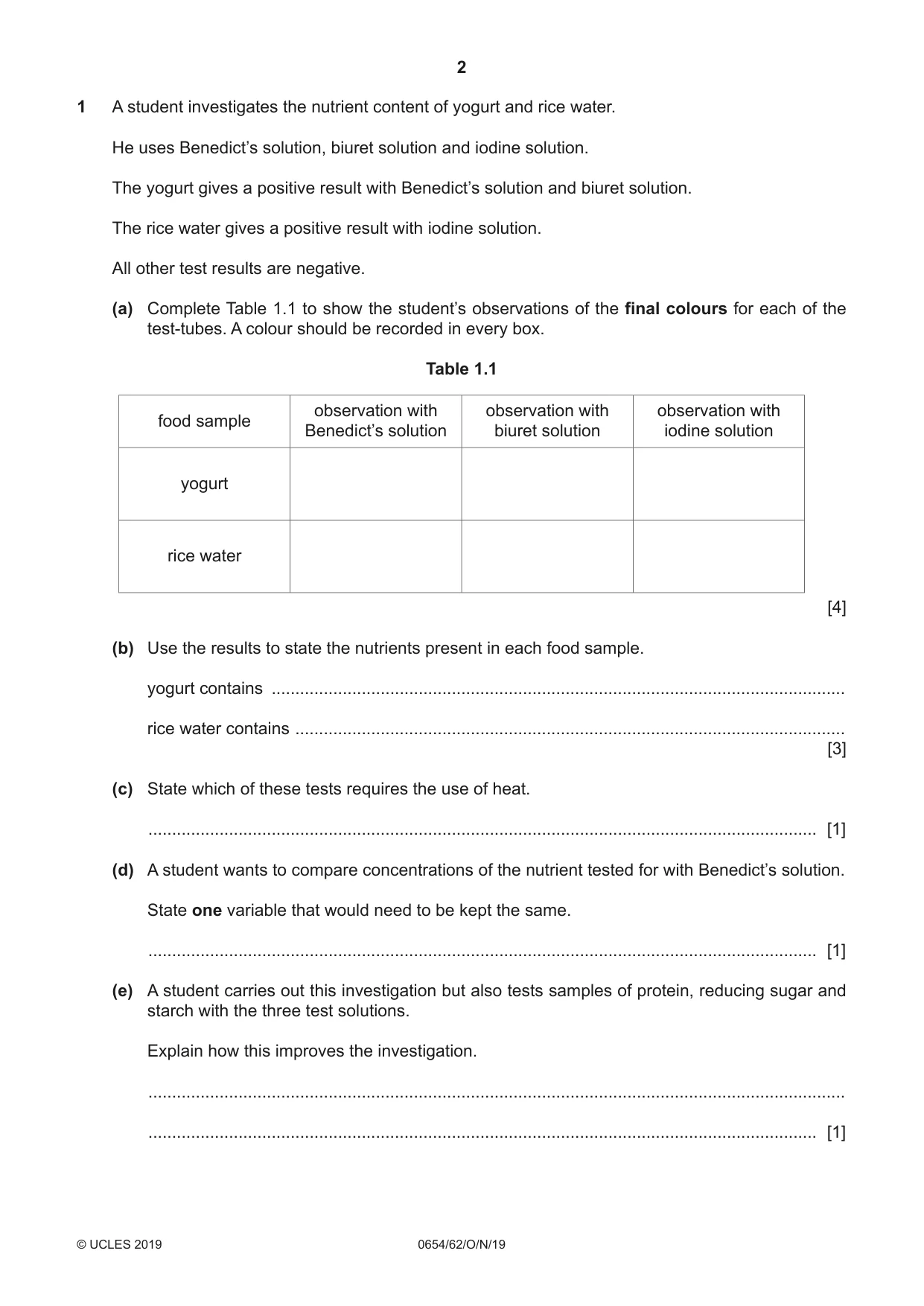 Cambridge IGCSE Sciences - Co-ordinated (Double) 0654 2019 Oct/Nov Paper 6 · Variant 2 question paper, page 2 of 20