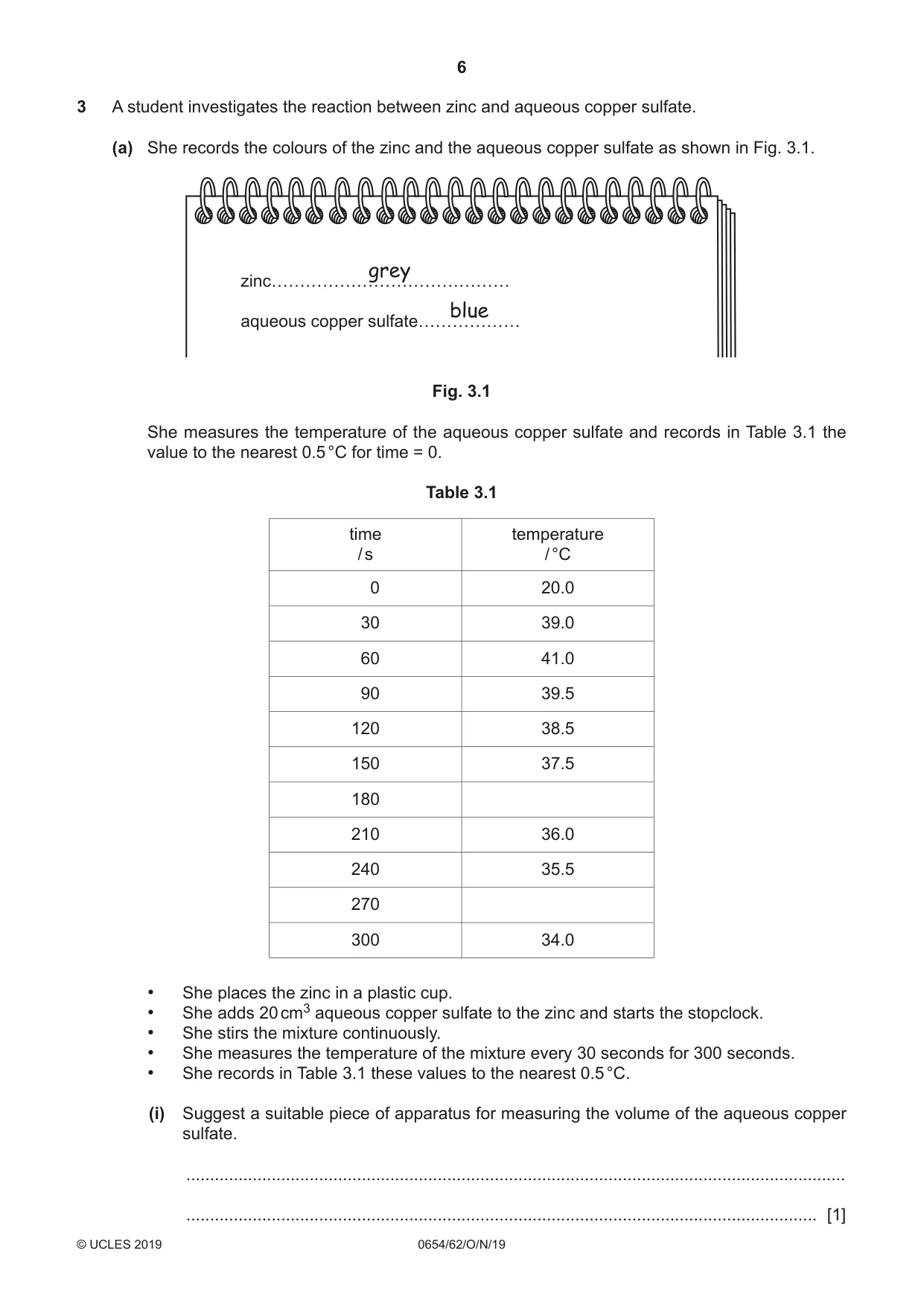 Cambridge IGCSE Sciences - Co-ordinated (Double) 0654 2019 Oct/Nov Paper 6 · Variant 2 question paper, page 6 of 20