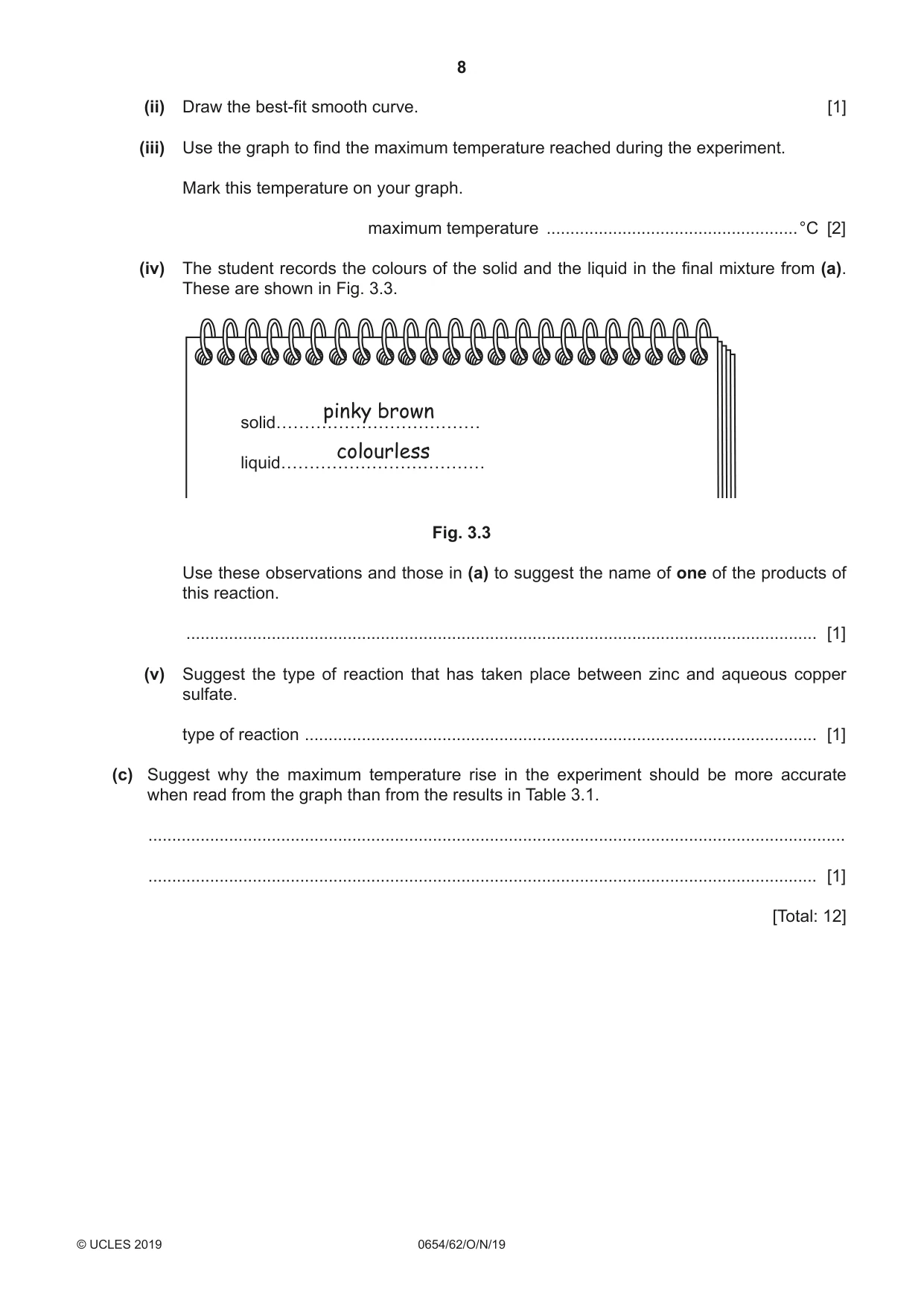 Cambridge IGCSE Sciences - Co-ordinated (Double) 0654 2019 Oct/Nov Paper 6 · Variant 2 question paper, page 8 of 20