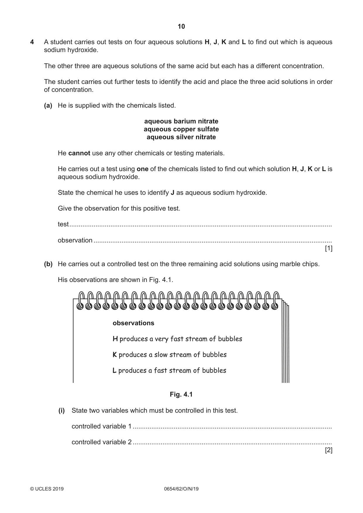 Cambridge IGCSE Sciences - Co-ordinated (Double) 0654 2019 Oct/Nov Paper 6 · Variant 2 question paper, page 10 of 20