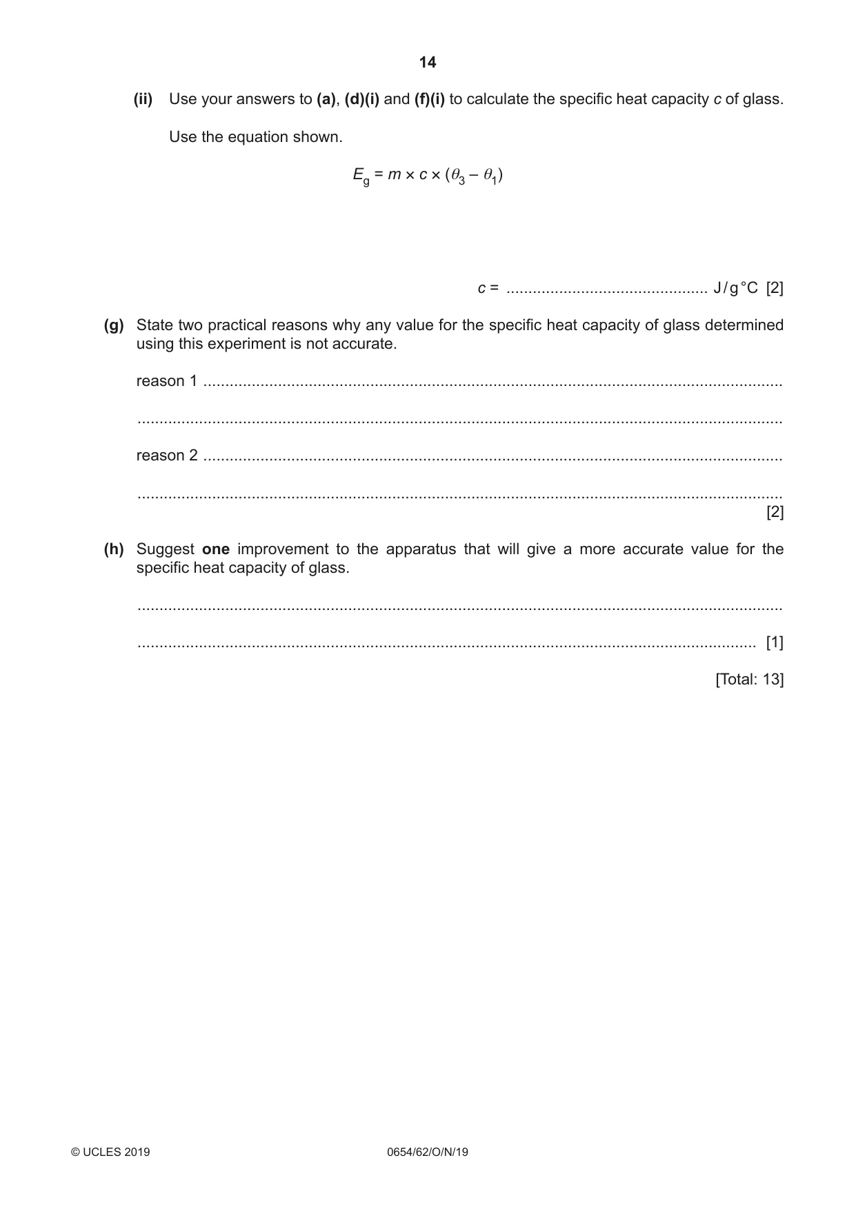 Cambridge IGCSE Sciences - Co-ordinated (Double) 0654 2019 Oct/Nov Paper 6 · Variant 2 question paper, page 14 of 20
