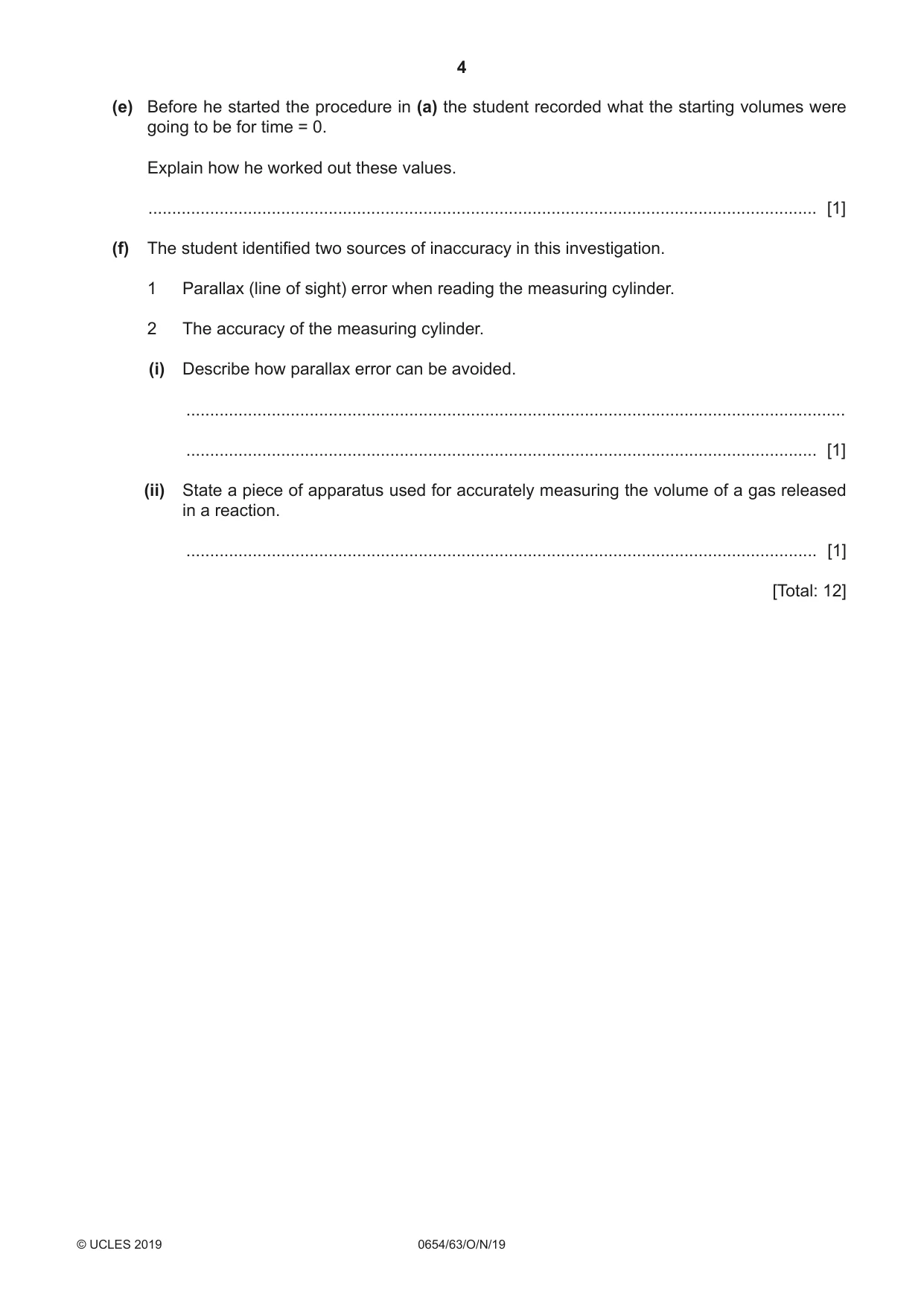 Cambridge IGCSE Sciences - Co-ordinated (Double) 0654 2019 Oct/Nov Paper 6 · Variant 3 question paper, page 4 of 16
