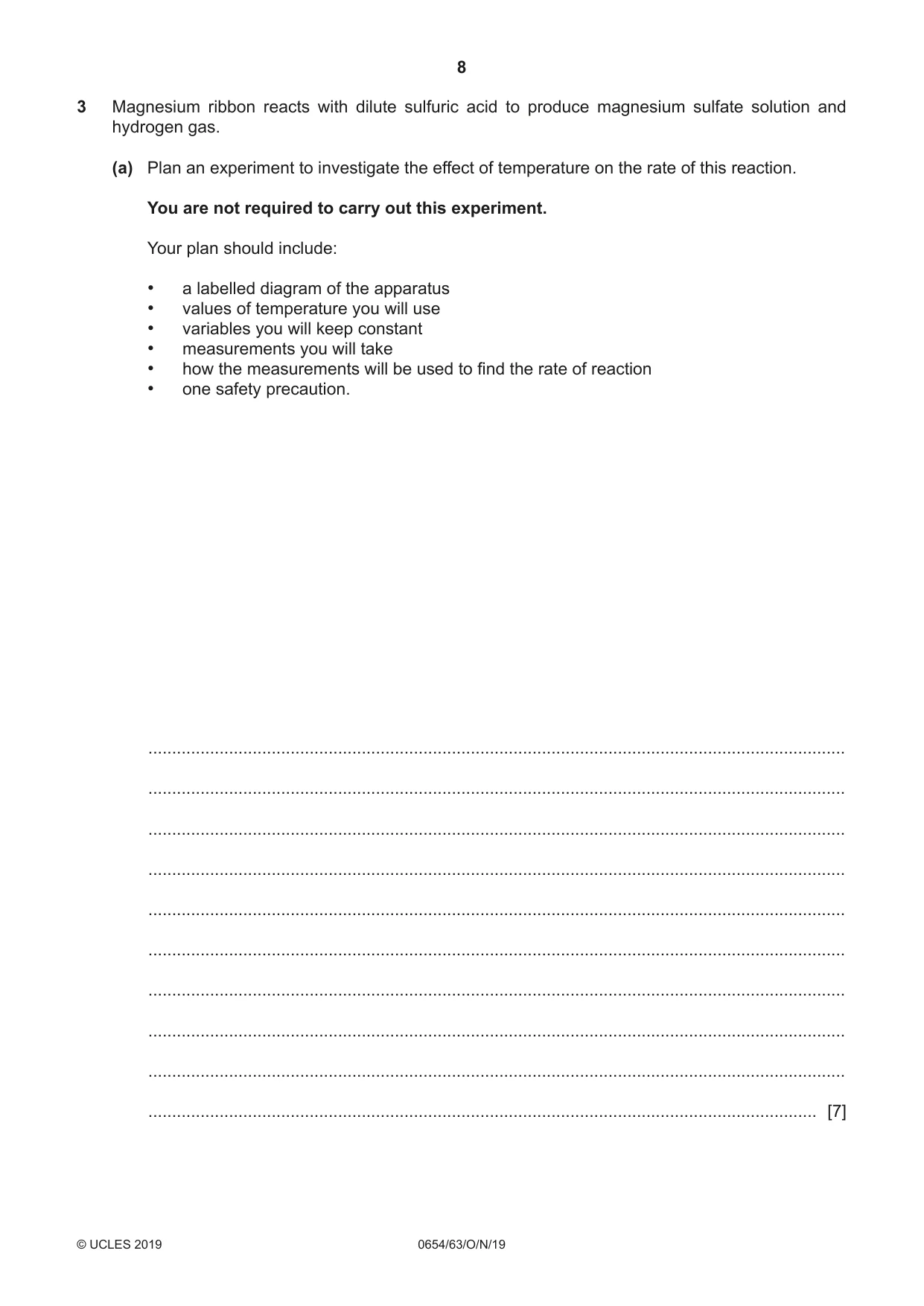Cambridge IGCSE Sciences - Co-ordinated (Double) 0654 2019 Oct/Nov Paper 6 · Variant 3 question paper, page 8 of 16