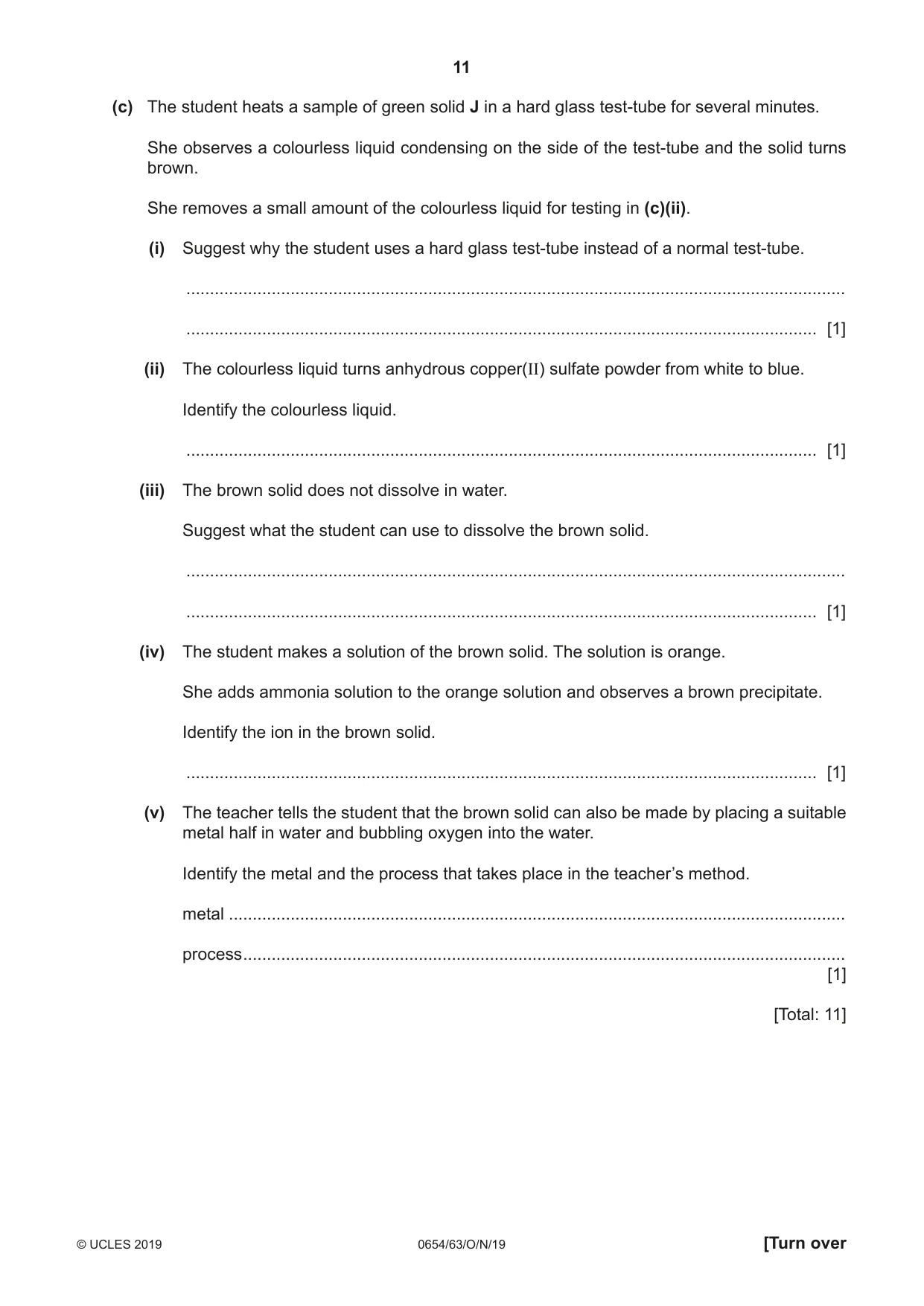 Cambridge IGCSE Sciences - Co-ordinated (Double) 0654 2019 Oct/Nov Paper 6 · Variant 3 question paper, page 11 of 16