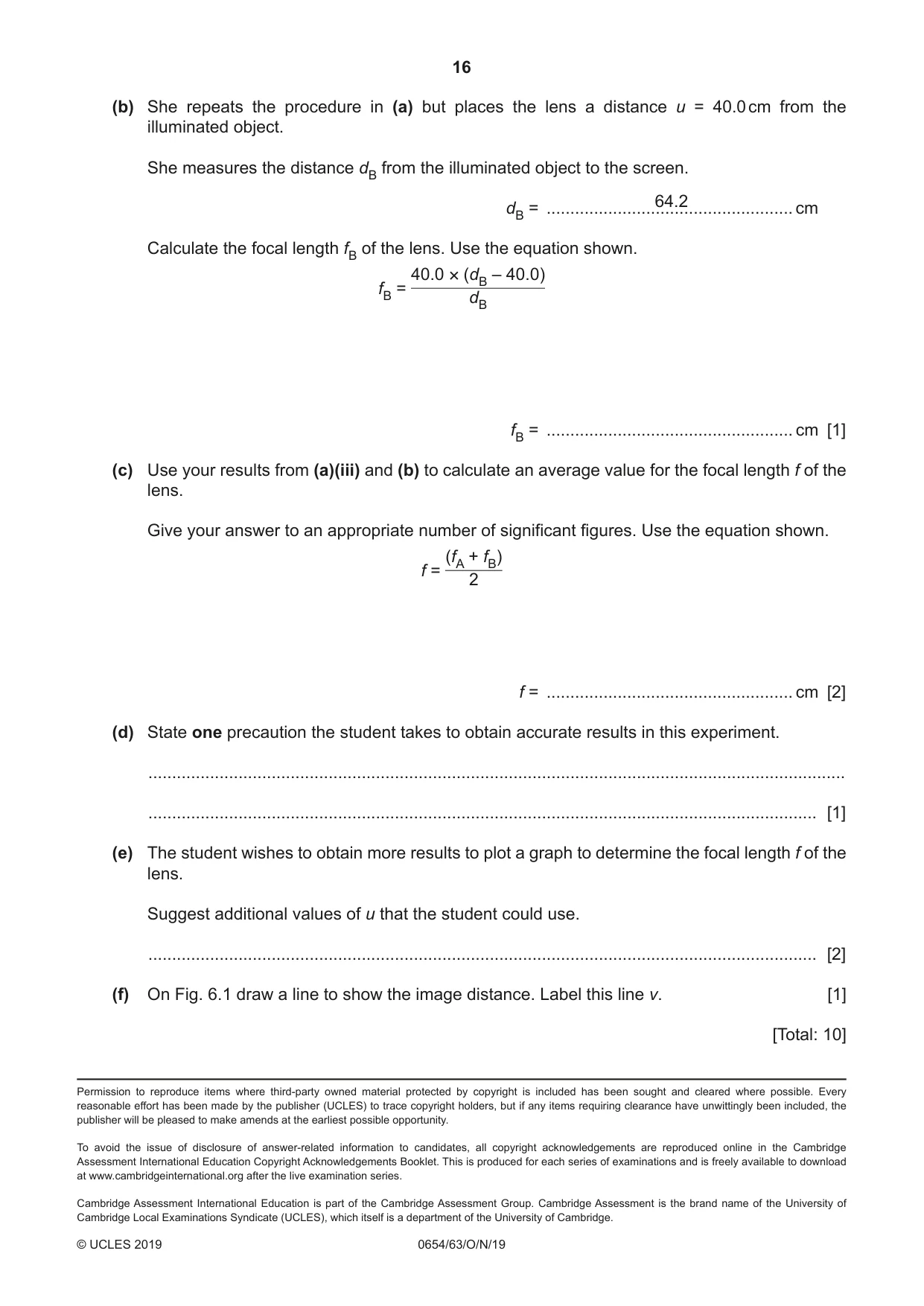 Cambridge IGCSE Sciences - Co-ordinated (Double) 0654 2019 Oct/Nov Paper 6 · Variant 3 question paper, page 16 of 16