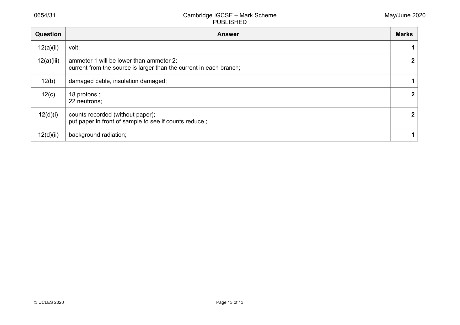 Mark scheme, page 13 of 13