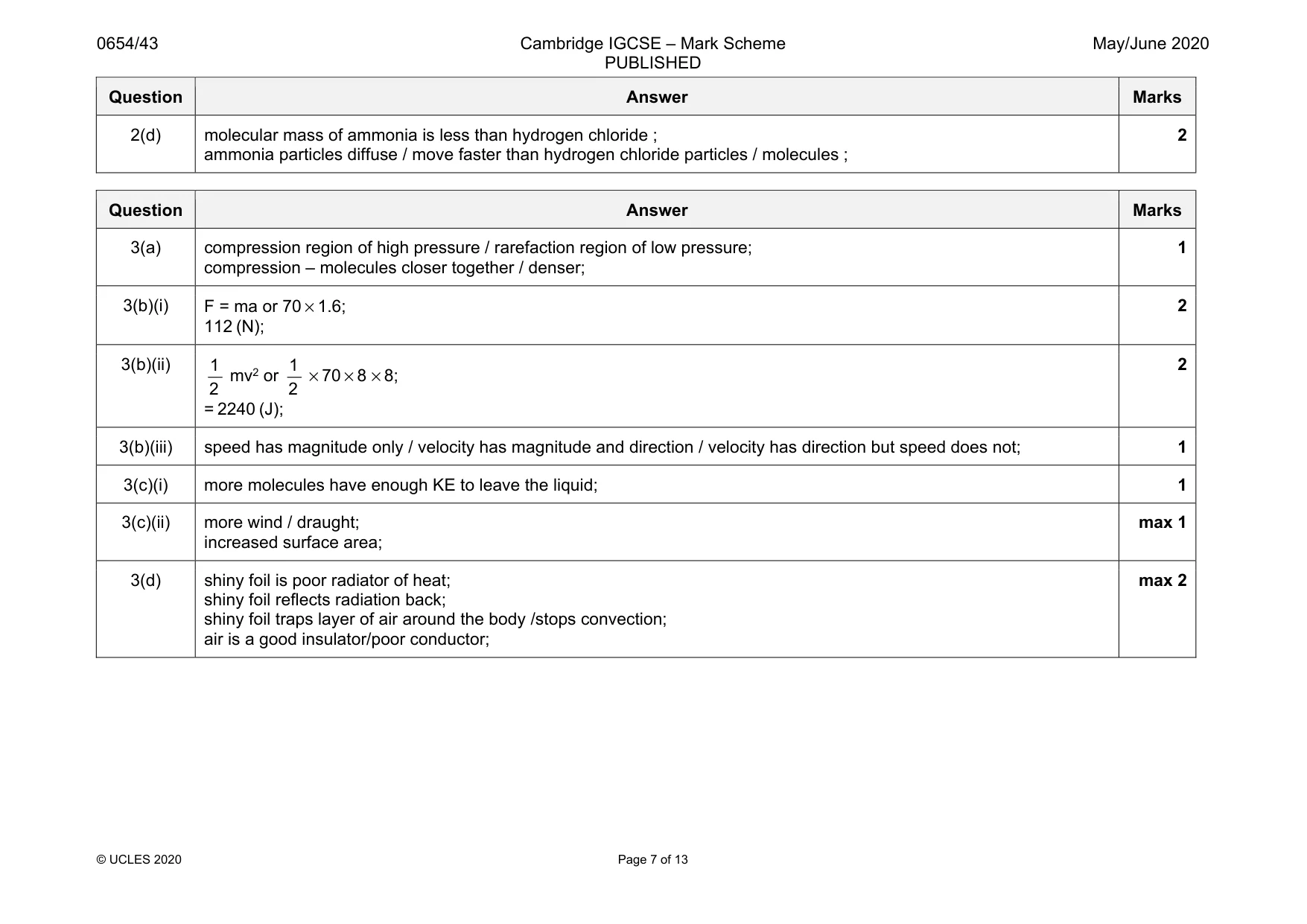 Mark scheme, page 7 of 13