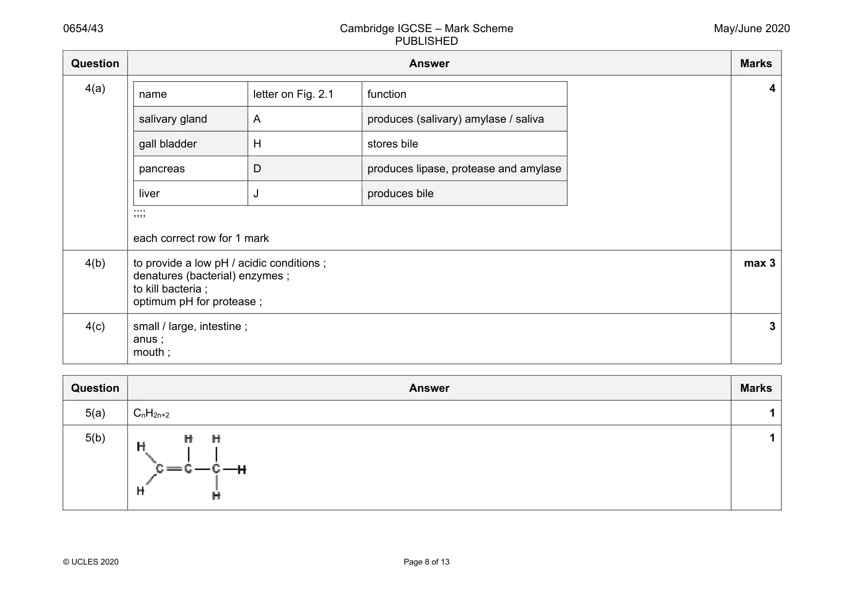 Mark scheme, page 8 of 13