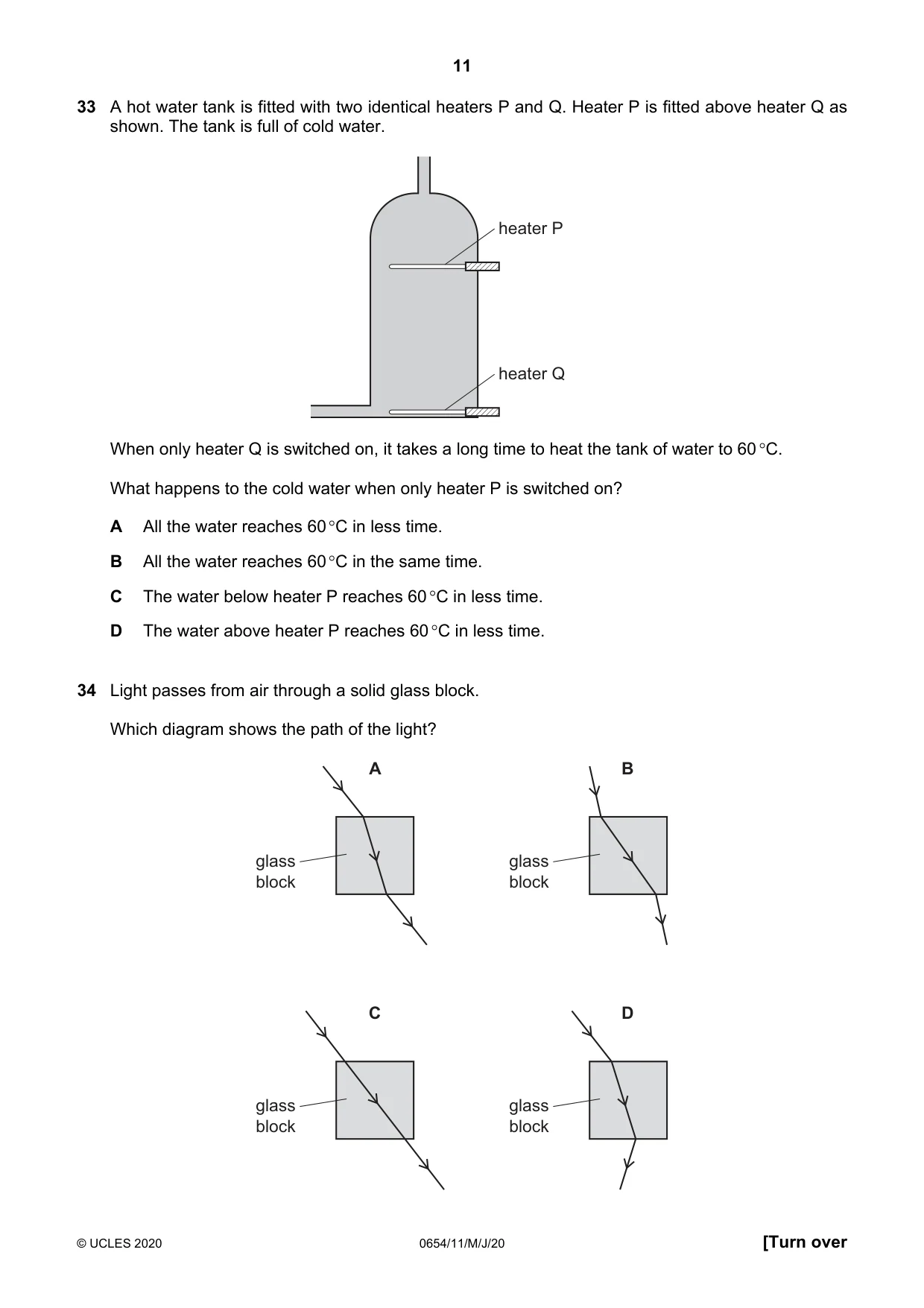 Cambridge IGCSE Sciences - Co-ordinated (Double) 0654 2020 May/June Paper 1 · Variant 1 question paper, page 11 of 16