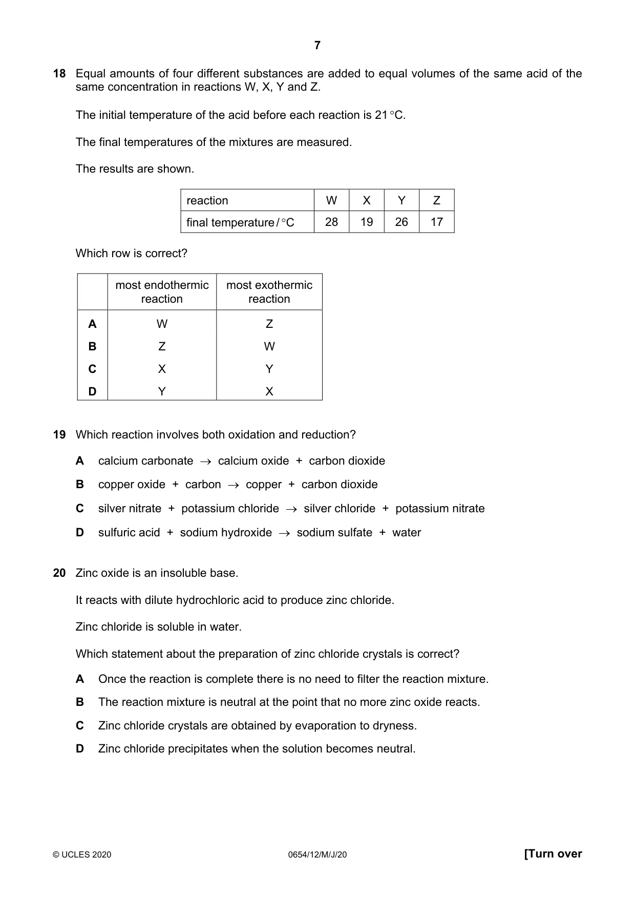 Cambridge IGCSE Sciences - Co-ordinated (Double) 0654 2020 May/June Paper 1 · Variant 2 question paper, page 7 of 16