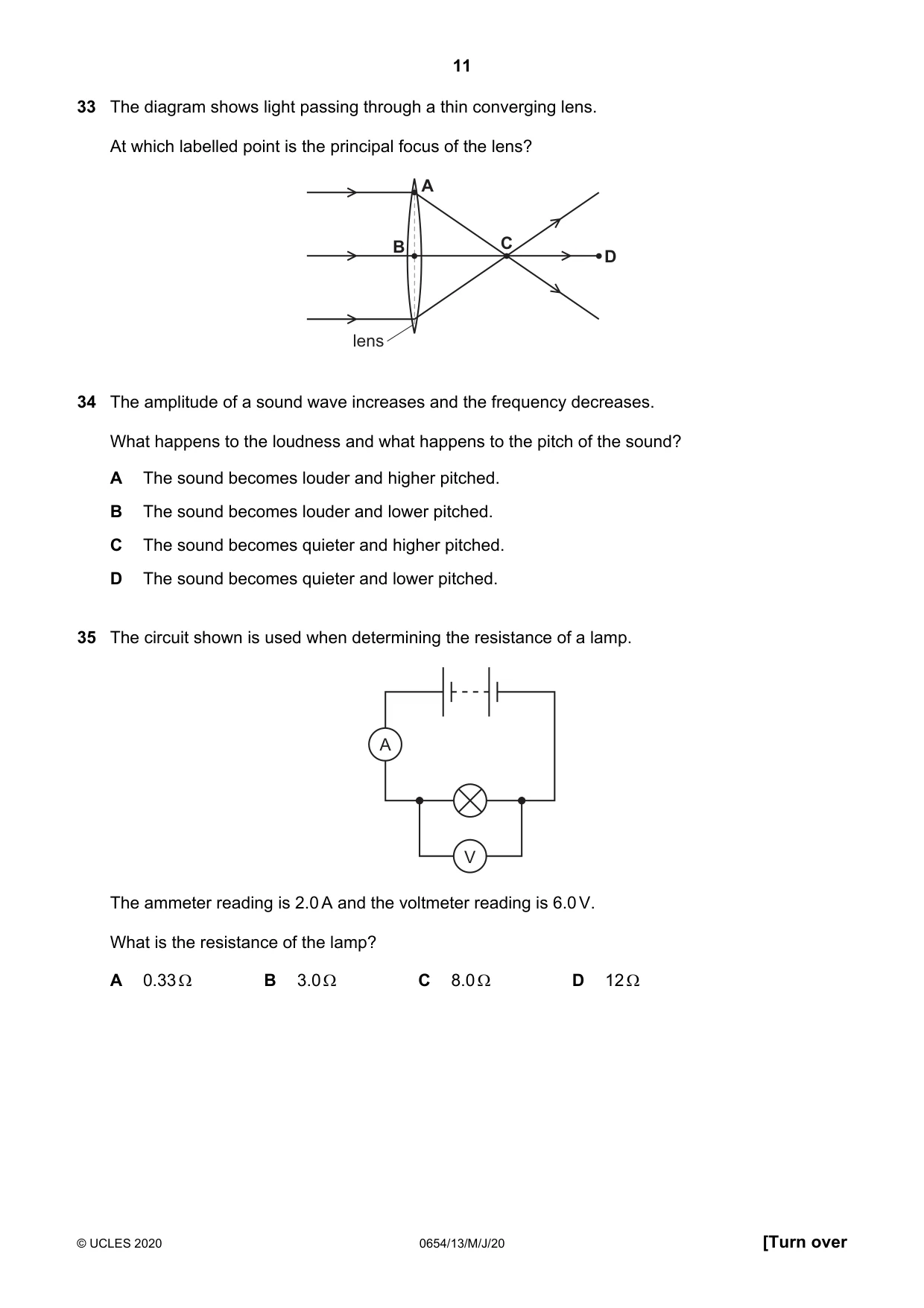 Cambridge IGCSE Sciences - Co-ordinated (Double) 0654 2020 May/June Paper 1 · Variant 3 question paper, page 11 of 16