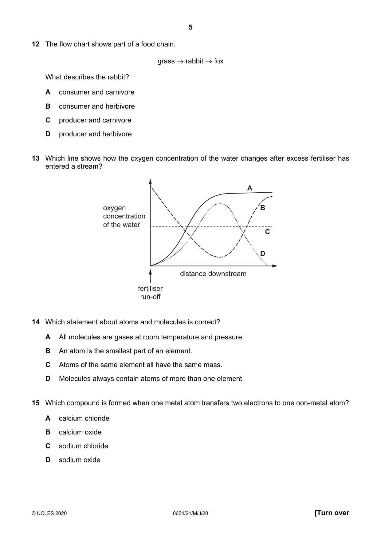 Cambridge IGCSE Sciences - Co-ordinated (Double) 0654 2020 May/June Paper 2 · Variant 1 question paper, page 5 of 16