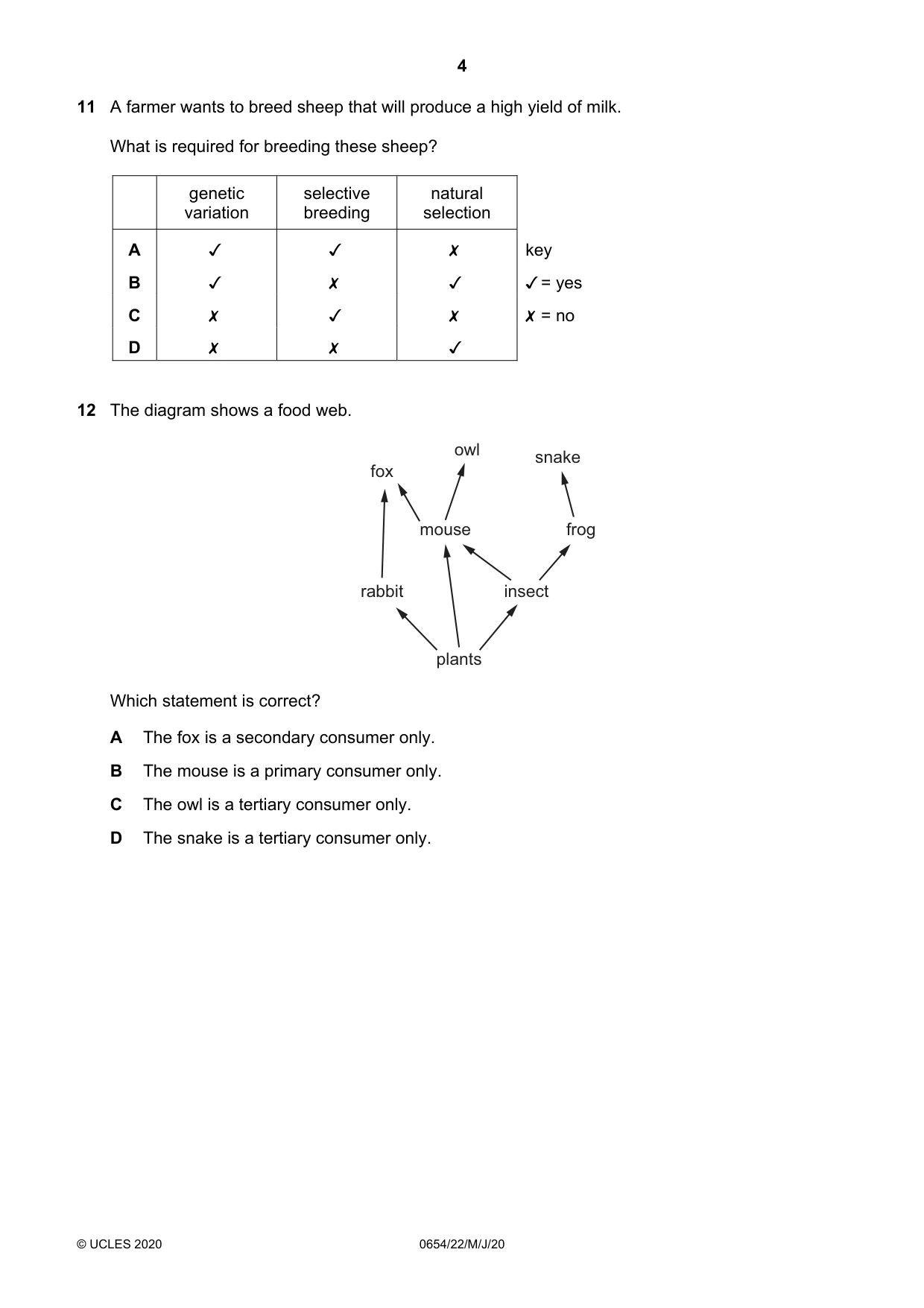 Cambridge IGCSE Sciences - Co-ordinated (Double) 0654 2020 May/June Paper 2 · Variant 2 question paper, page 4 of 16