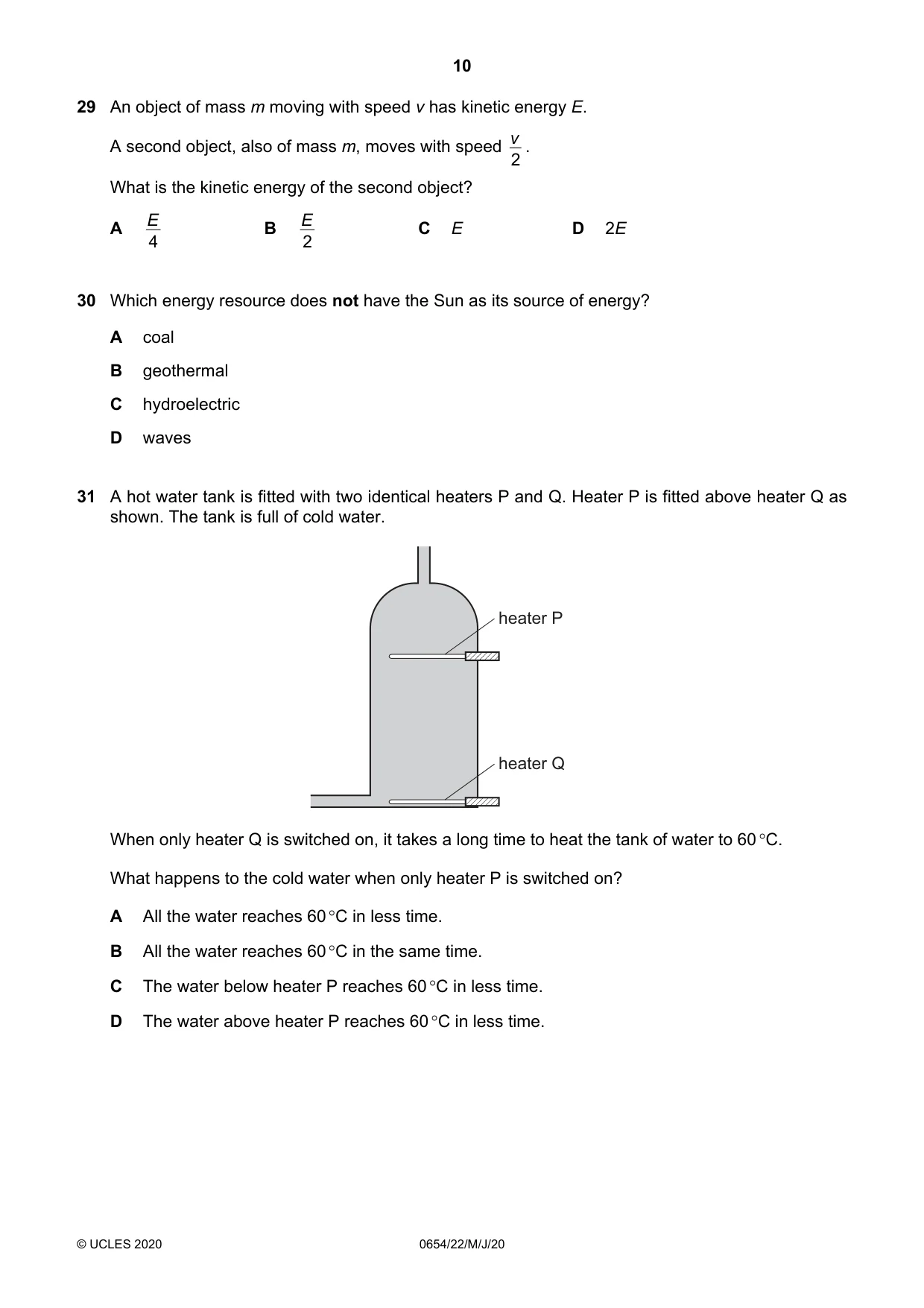Cambridge IGCSE Sciences - Co-ordinated (Double) 0654 2020 May/June Paper 2 · Variant 2 question paper, page 10 of 16