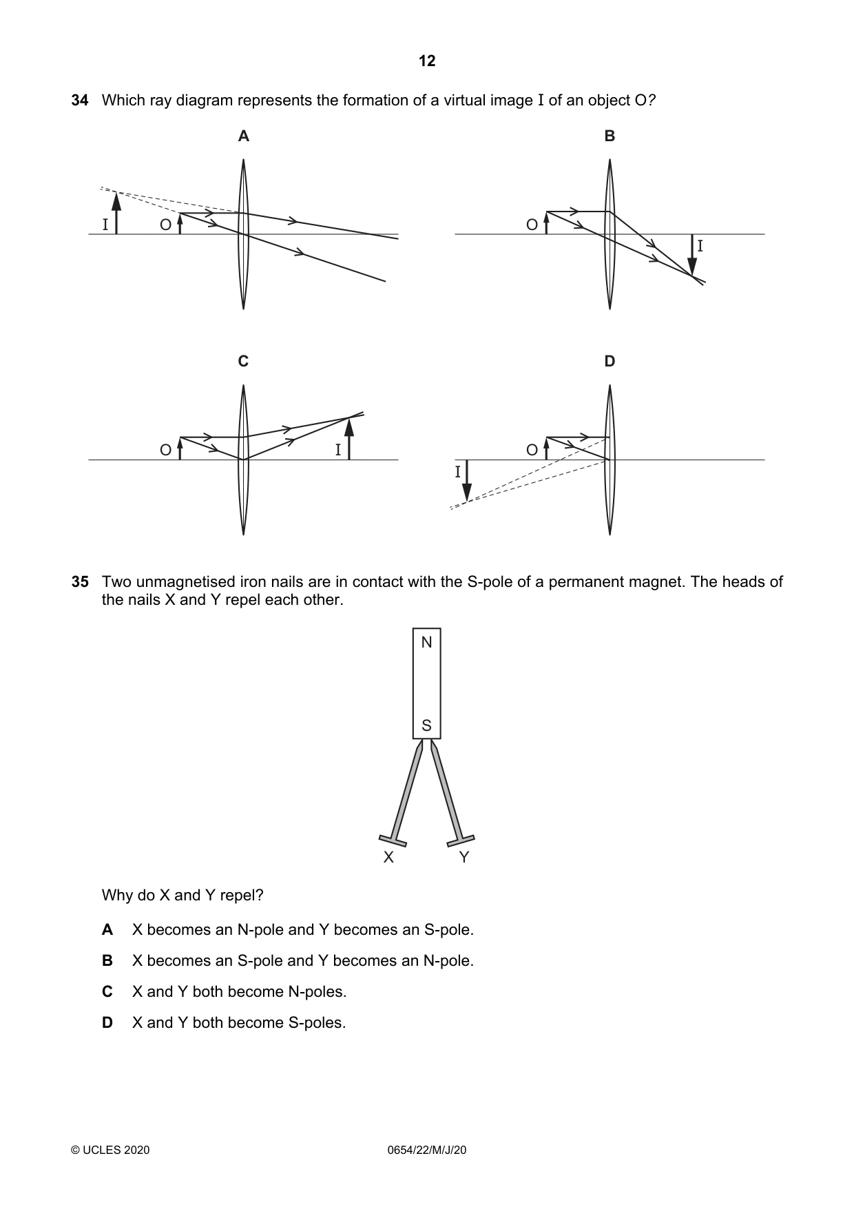 Cambridge IGCSE Sciences - Co-ordinated (Double) 0654 2020 May/June Paper 2 · Variant 2 question paper, page 12 of 16