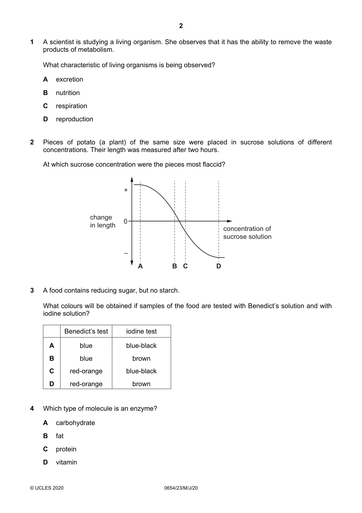 Cambridge IGCSE Sciences - Co-ordinated (Double) 0654 2020 May/June Paper 2 · Variant 3 question paper, page 2 of 16