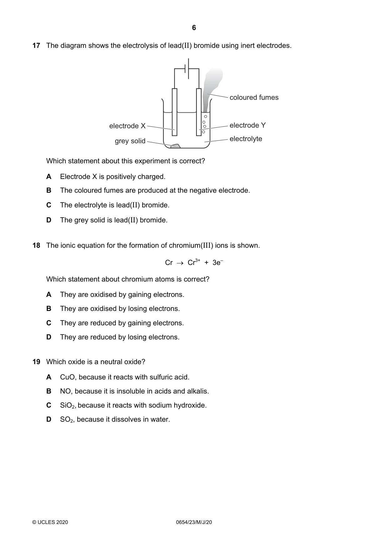 Cambridge IGCSE Sciences - Co-ordinated (Double) 0654 2020 May/June Paper 2 · Variant 3 question paper, page 6 of 16