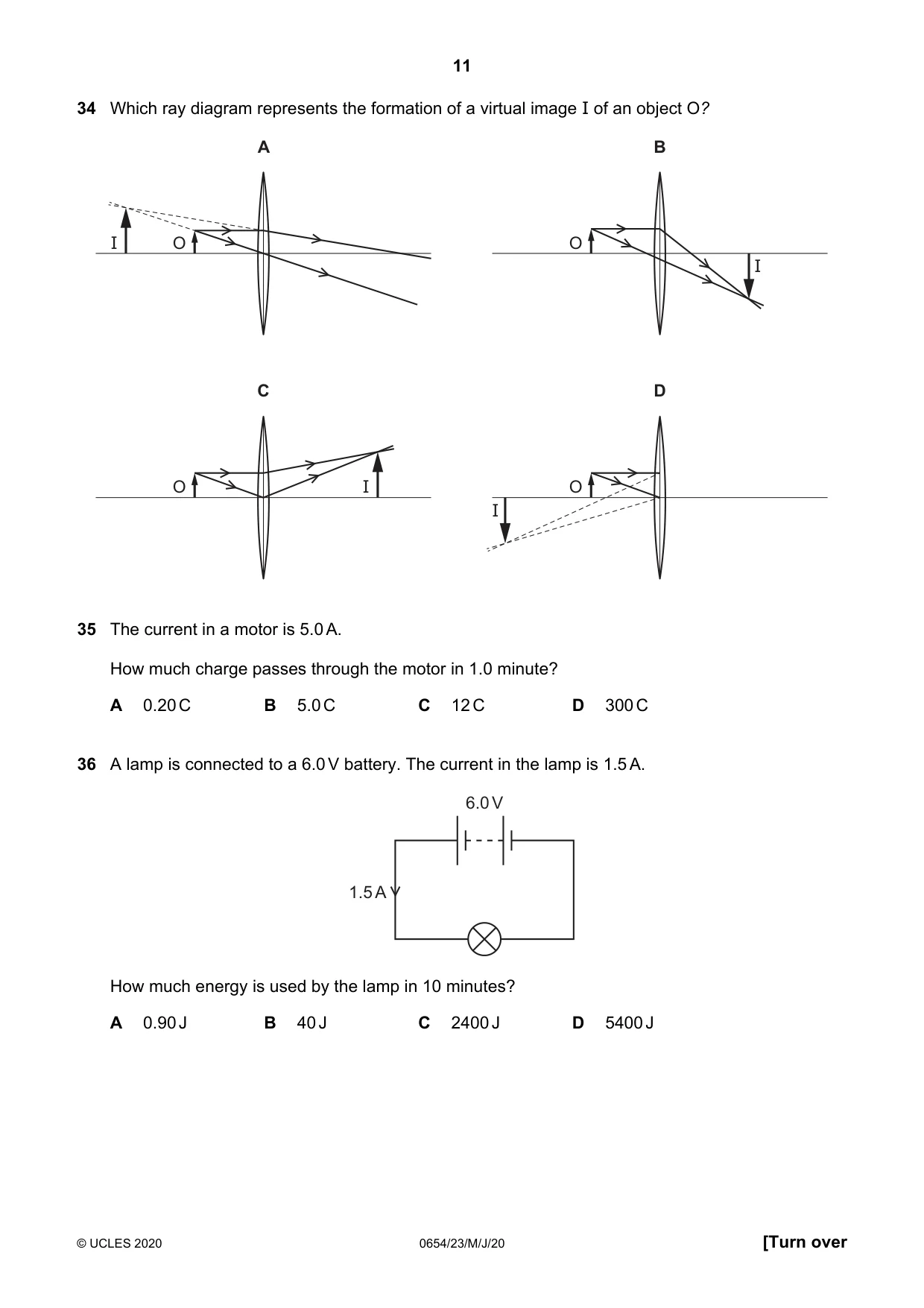 Cambridge IGCSE Sciences - Co-ordinated (Double) 0654 2020 May/June Paper 2 · Variant 3 question paper, page 11 of 16