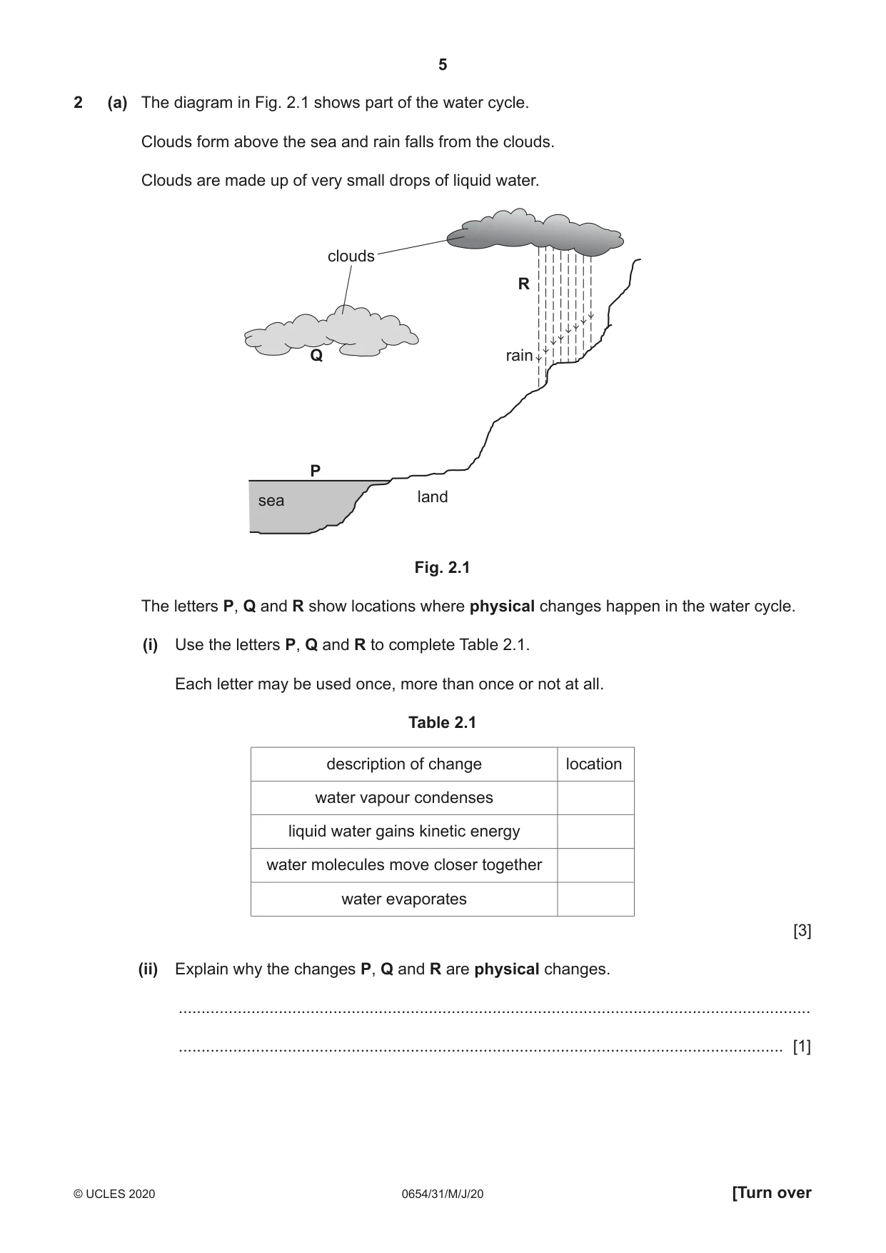 Cambridge IGCSE Sciences - Co-ordinated (Double) 0654 2020 May/June Paper 3 · Variant 1 question paper, page 5 of 32
