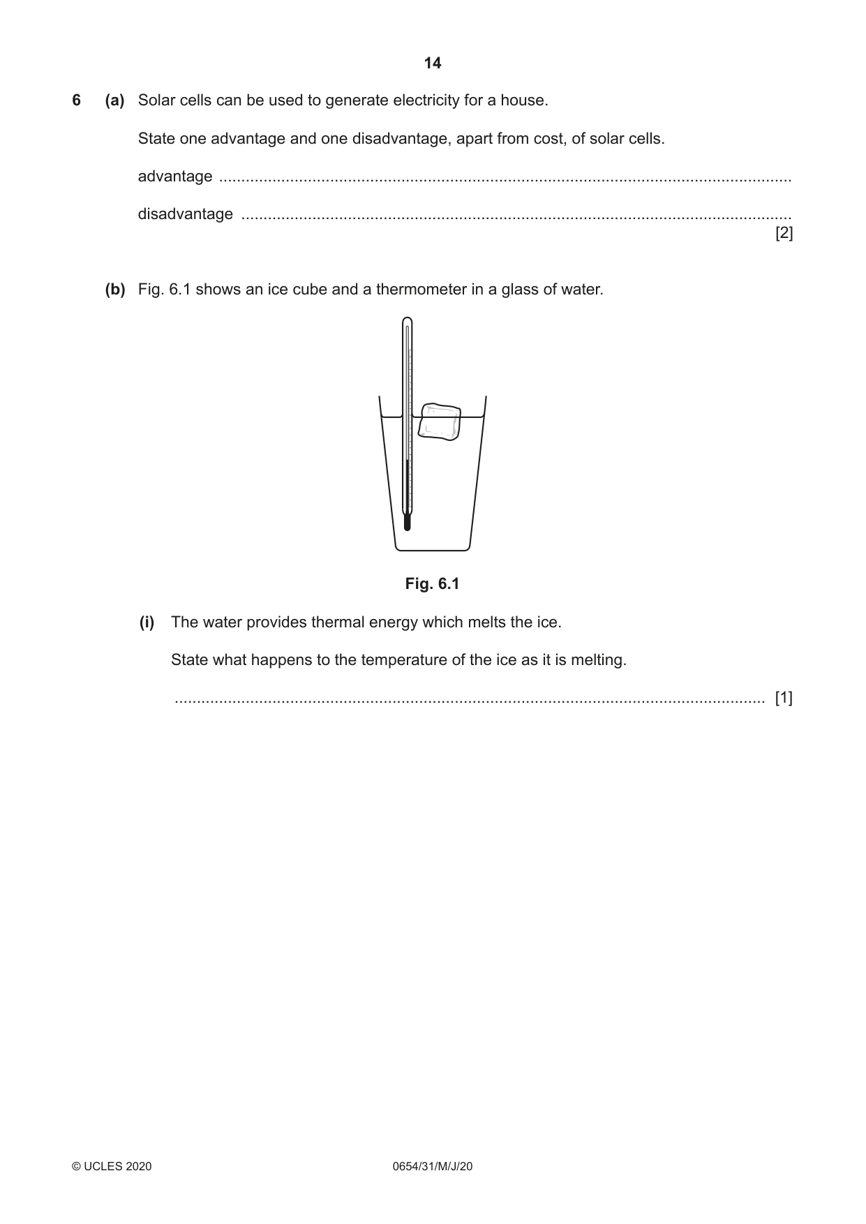 Cambridge IGCSE Sciences - Co-ordinated (Double) 0654 2020 May/June Paper 3 · Variant 1 question paper, page 14 of 32