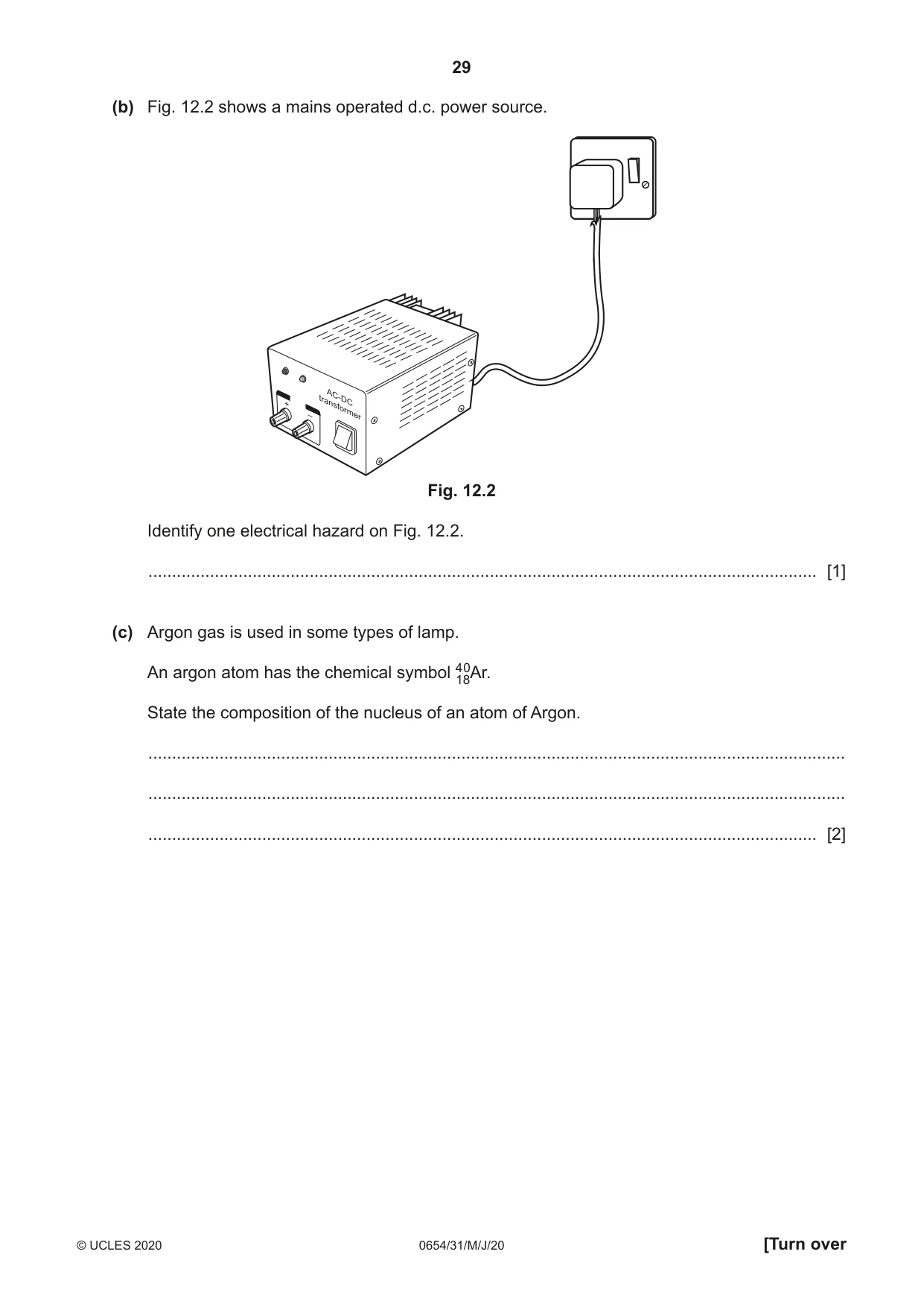 Cambridge IGCSE Sciences - Co-ordinated (Double) 0654 2020 May/June Paper 3 · Variant 1 question paper, page 29 of 32